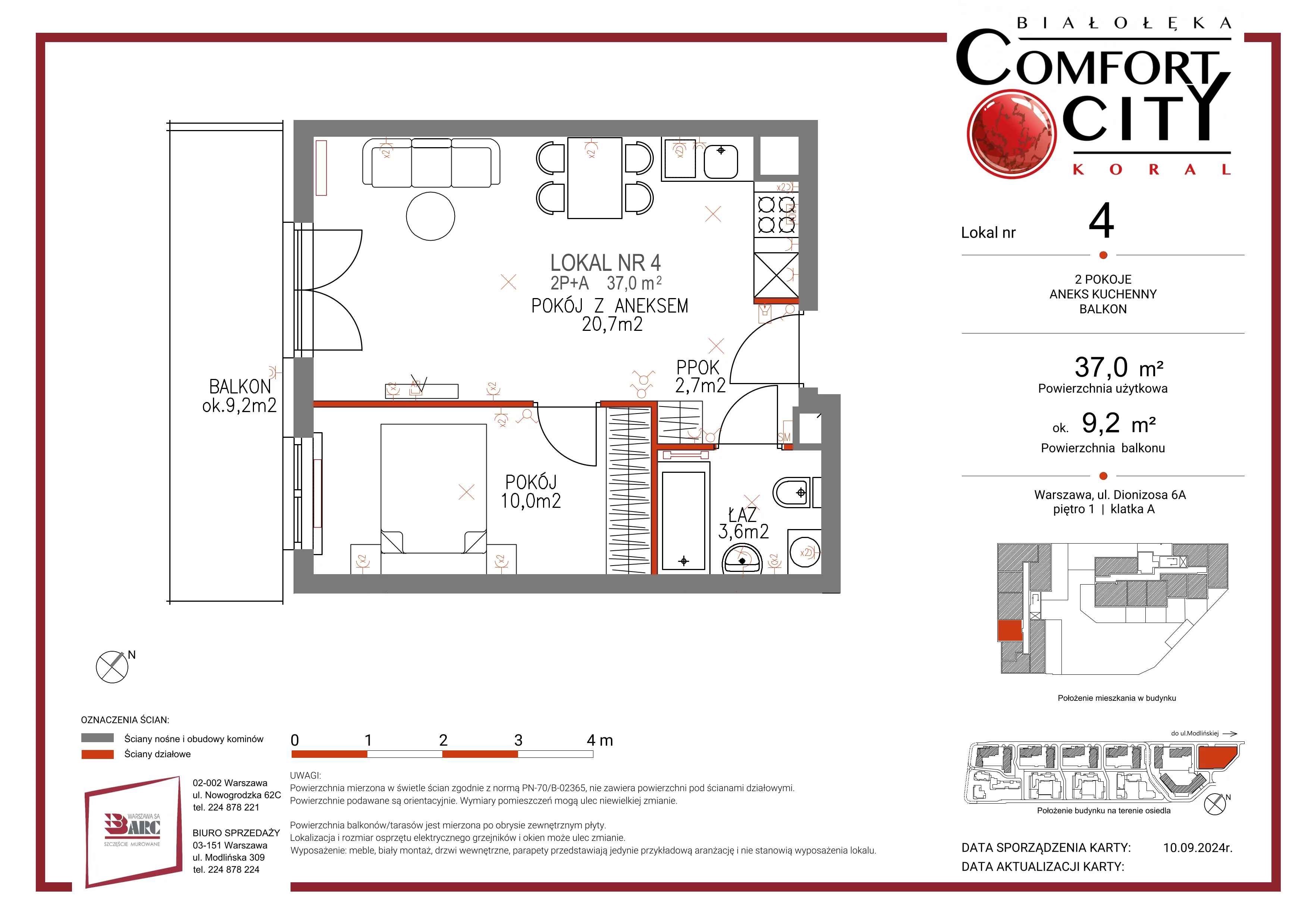 Mieszkanie 37,00 m², piętro 1, oferta nr 4, Comfort City Koral, Warszawa, Białołęka, Tarchomin, ul. Dionizosa 6a