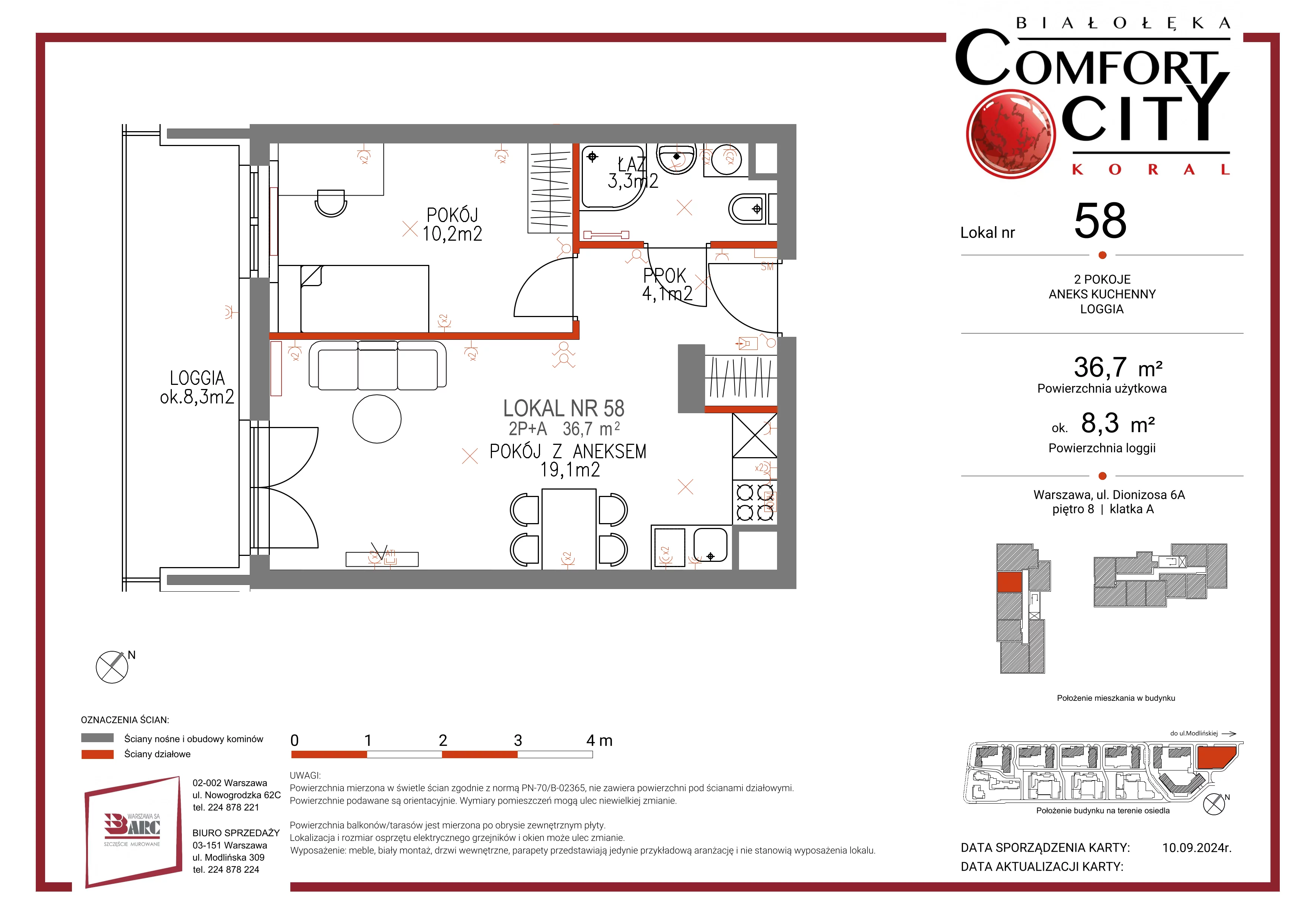 Mieszkanie 36,00 m², piętro 8, oferta nr 58, Comfort City Koral, Warszawa, Białołęka, Tarchomin, ul. Dionizosa 6a