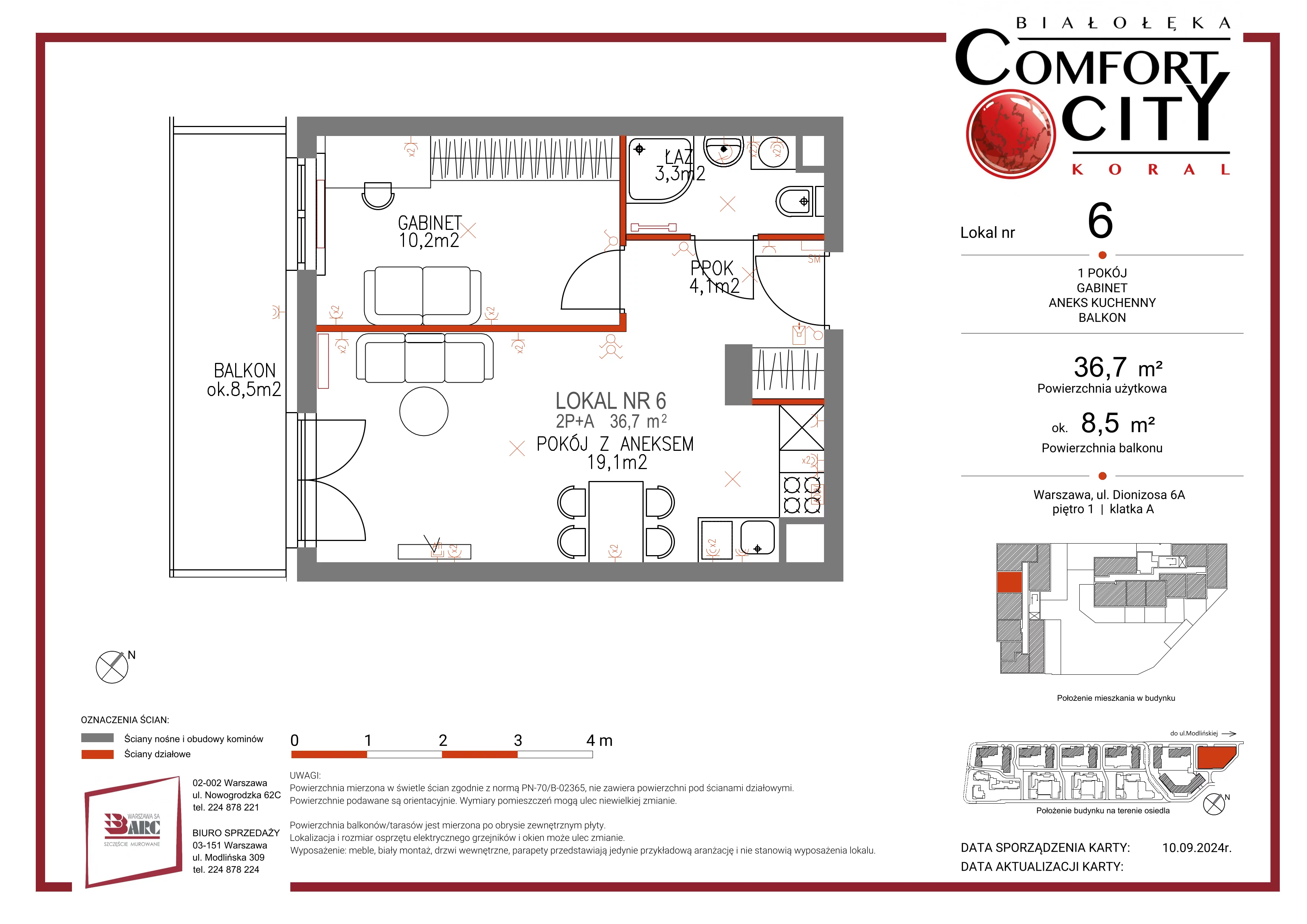 Mieszkanie 36,00 m², piętro 1, oferta nr 6, Comfort City Koral, Warszawa, Białołęka, Tarchomin, ul. Dionizosa 6a