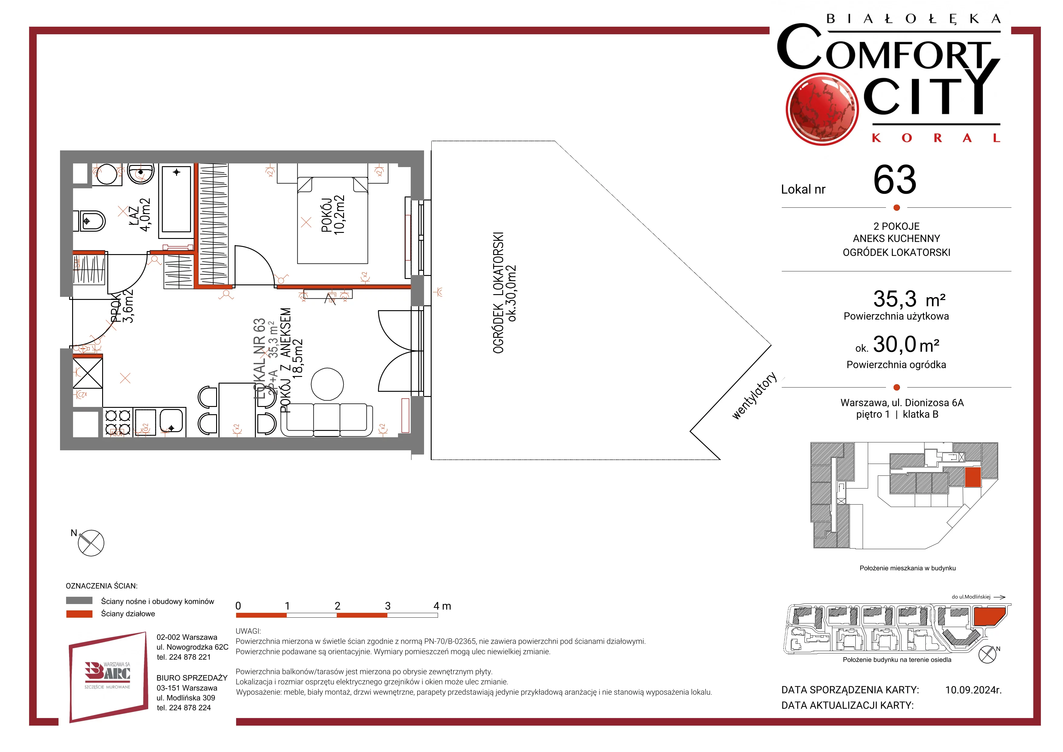 Mieszkanie 35,00 m², piętro 1, oferta nr 63, Comfort City Koral, Warszawa, Białołęka, Tarchomin, ul. Dionizosa 6a