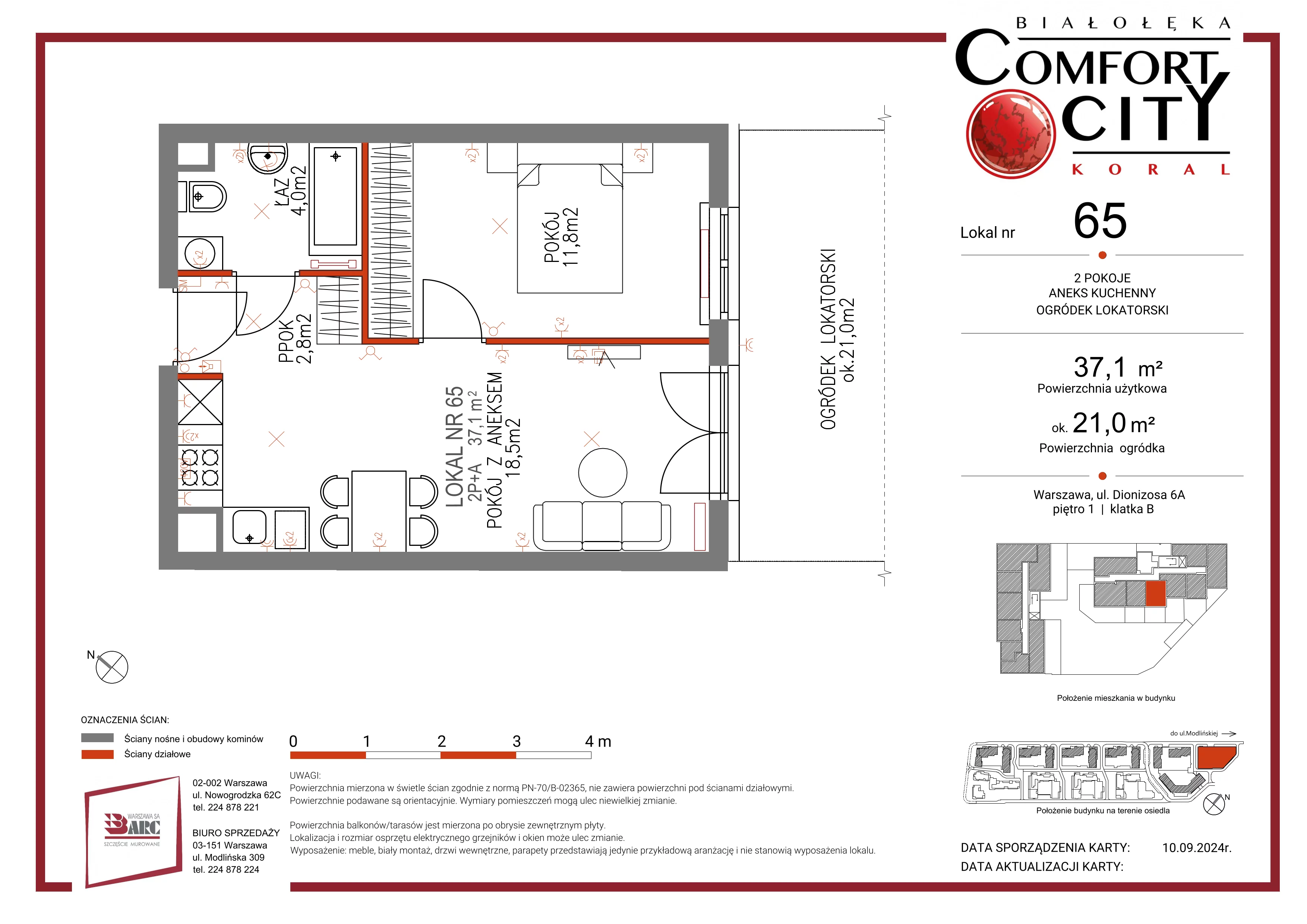 Mieszkanie 37,00 m², piętro 1, oferta nr 65, Comfort City Koral, Warszawa, Białołęka, Tarchomin, ul. Dionizosa 6a