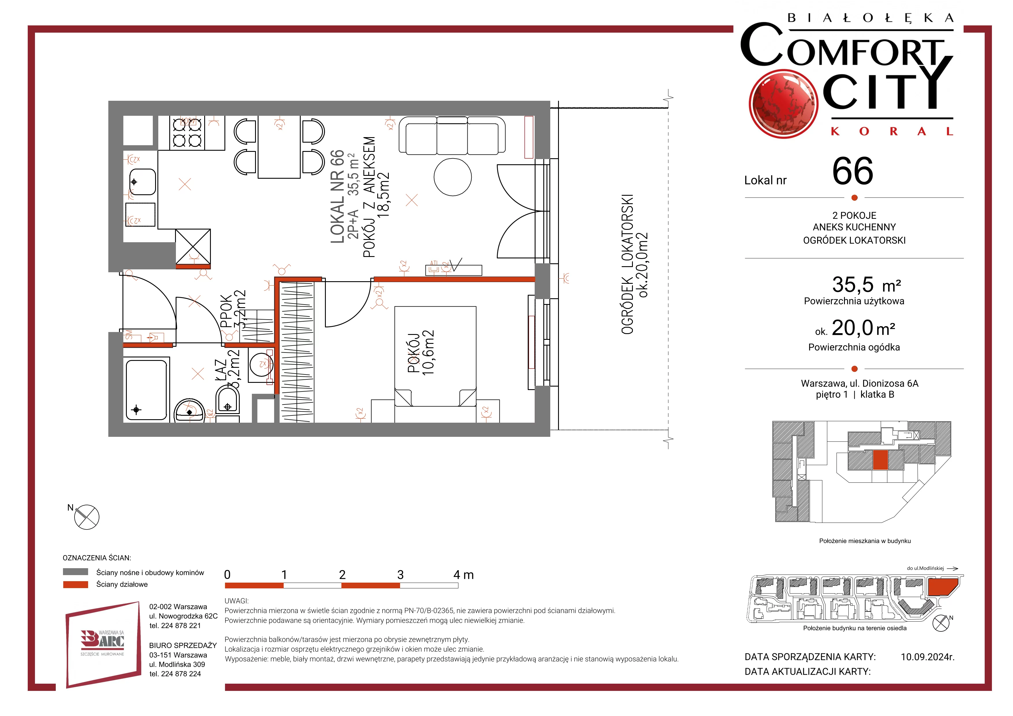 Mieszkanie 35,00 m², piętro 1, oferta nr 66, Comfort City Koral, Warszawa, Białołęka, Tarchomin, ul. Dionizosa 6a