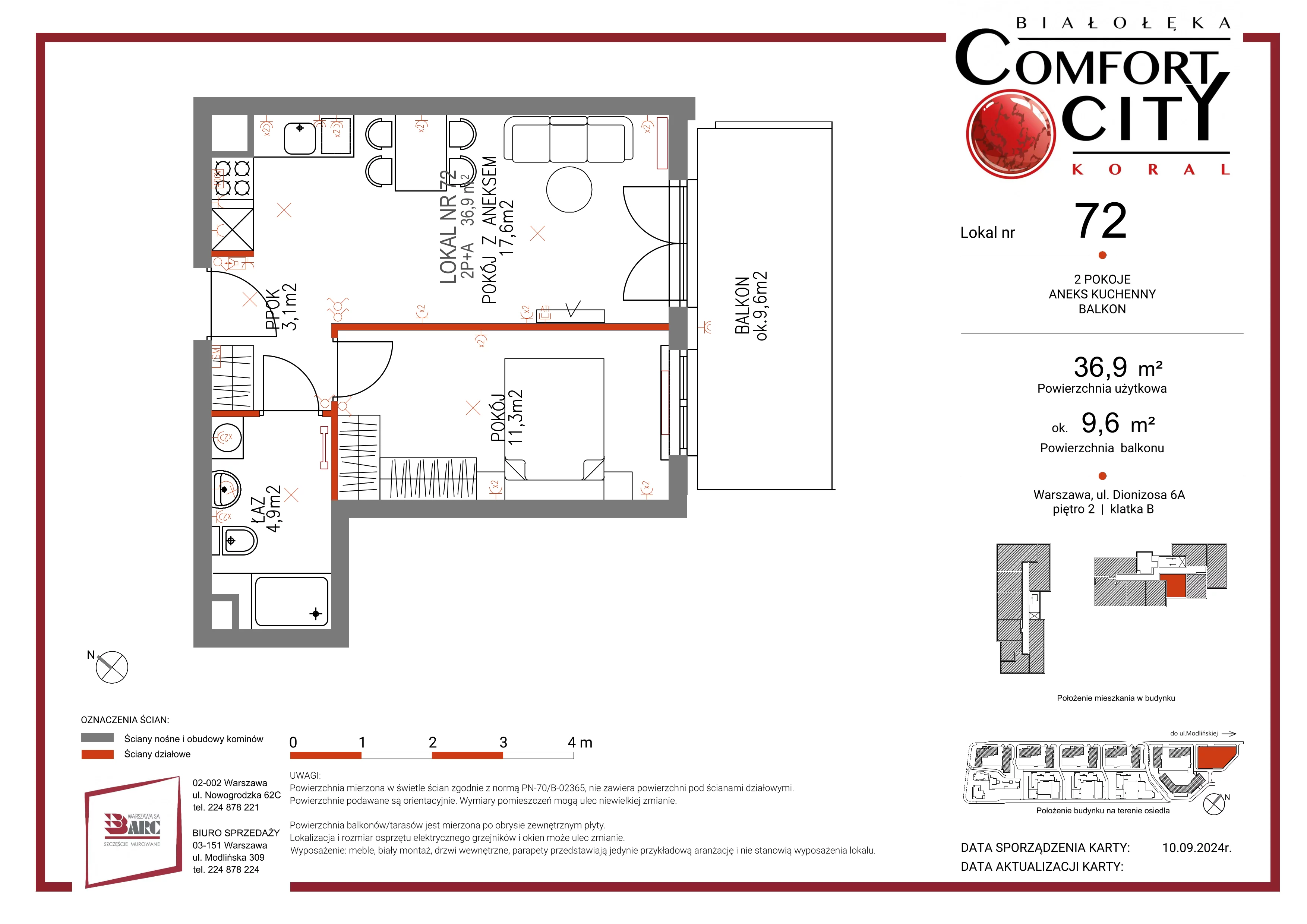 Mieszkanie 36,00 m², piętro 2, oferta nr 72, Comfort City Koral, Warszawa, Białołęka, Tarchomin, ul. Dionizosa 6a