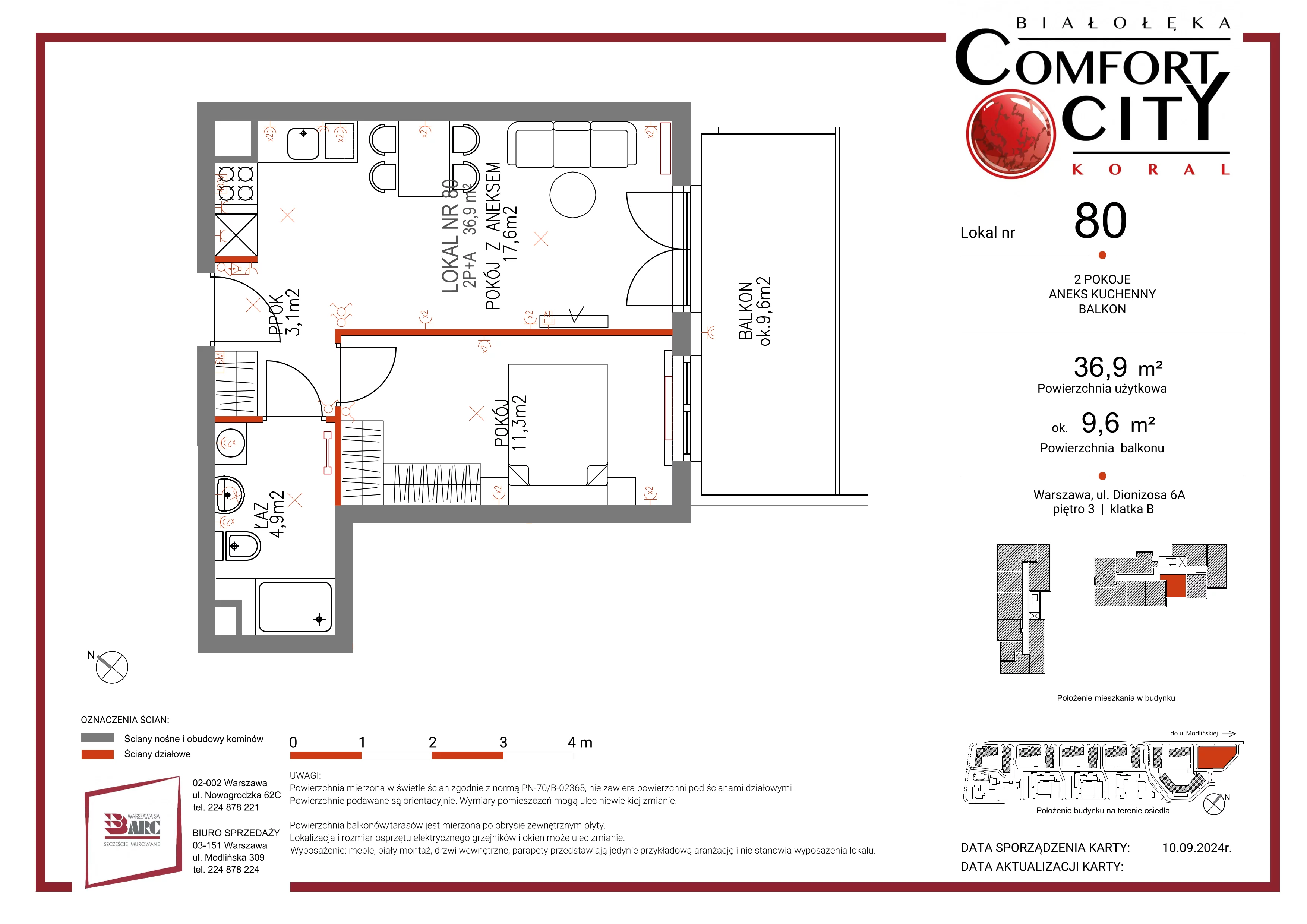 Mieszkanie 36,00 m², piętro 3, oferta nr 80, Comfort City Koral, Warszawa, Białołęka, Tarchomin, ul. Dionizosa 6a