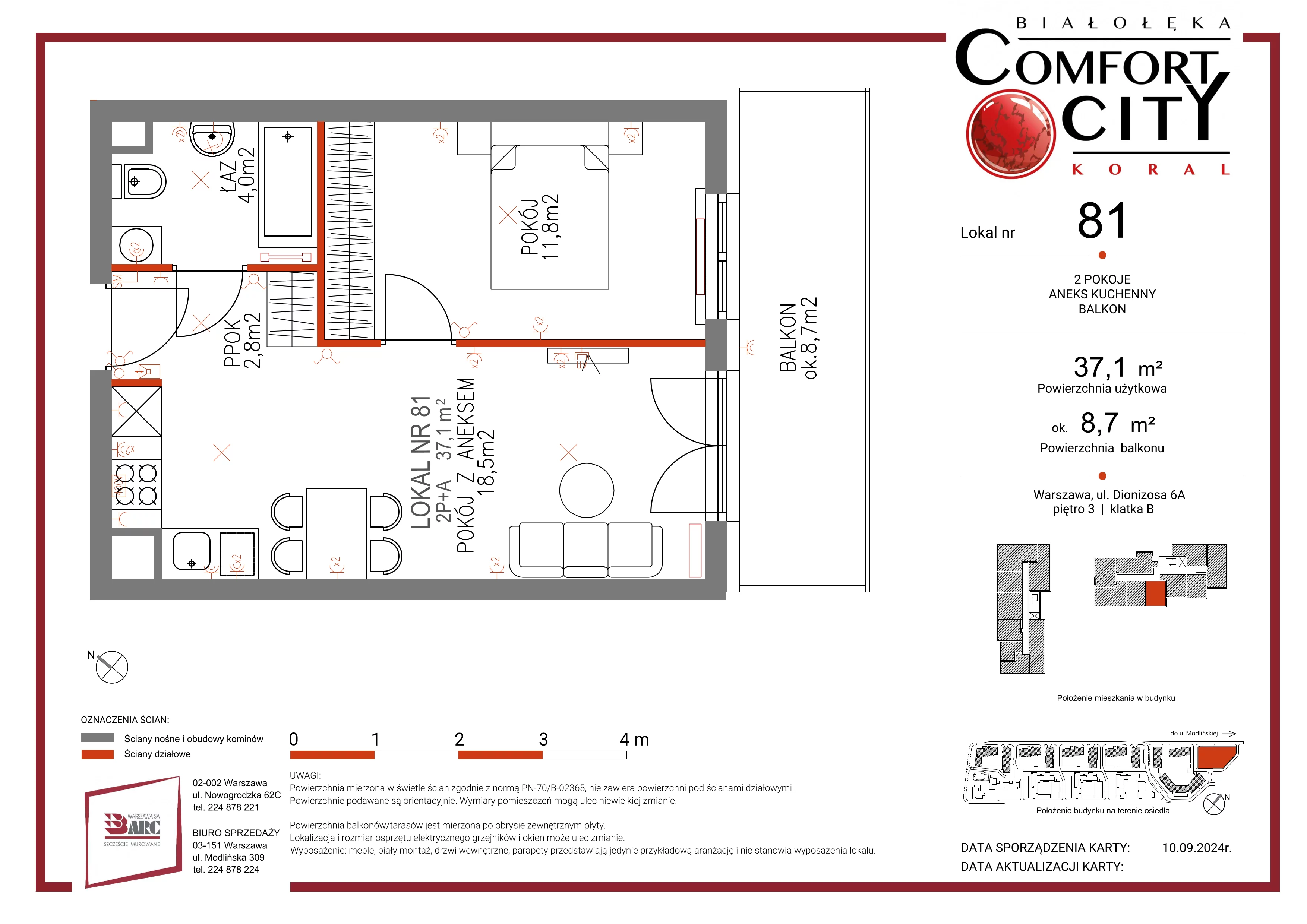 Mieszkanie 37,00 m², piętro 3, oferta nr 81, Comfort City Koral, Warszawa, Białołęka, Tarchomin, ul. Dionizosa 6a