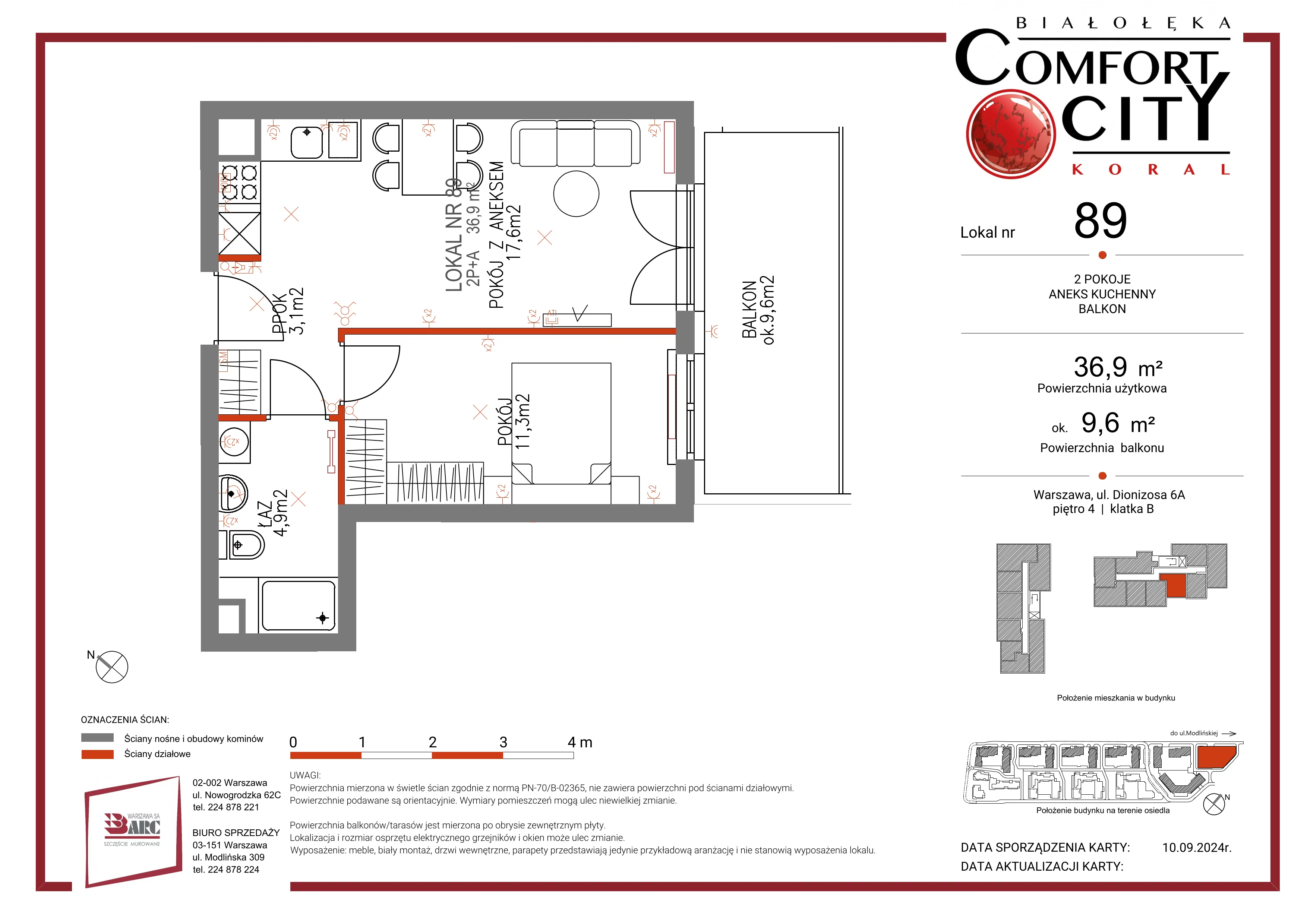 Mieszkanie 36,00 m², piętro 4, oferta nr 89, Comfort City Koral, Warszawa, Białołęka, Tarchomin, ul. Dionizosa 6a