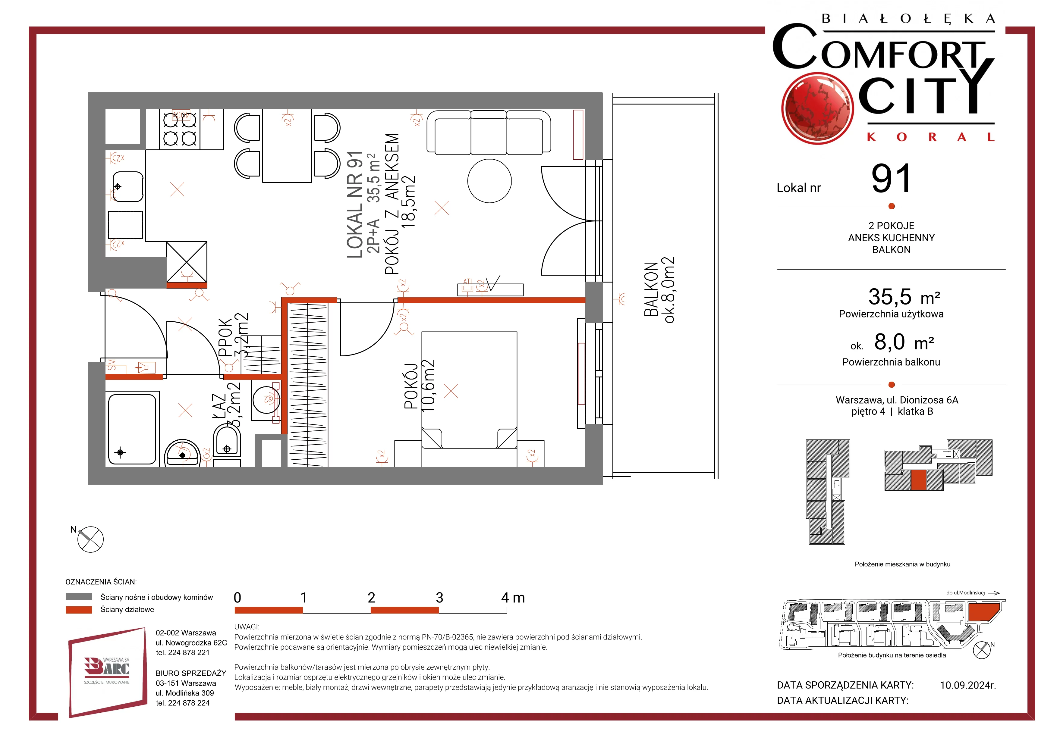 Mieszkanie 35,00 m², piętro 4, oferta nr 91, Comfort City Koral, Warszawa, Białołęka, Tarchomin, ul. Dionizosa 6a