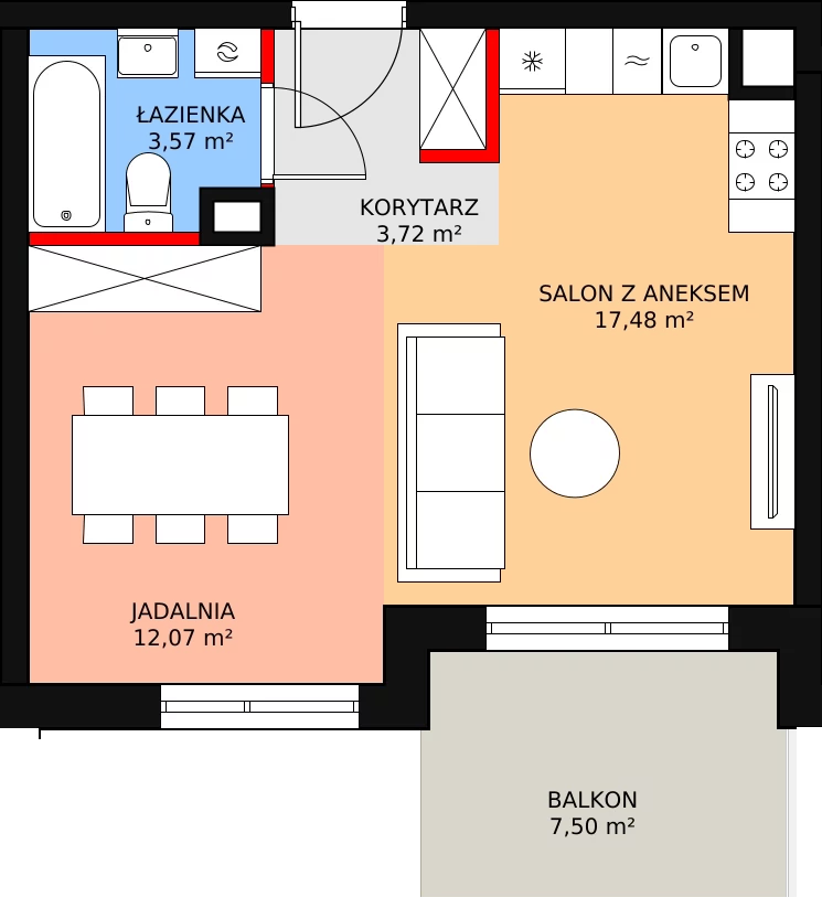 Apartament 36,63 m², piętro 1, oferta nr 7, Apartamenty Marymoncka, Warszawa, Bielany, Marymont, ul. Marymoncka 8