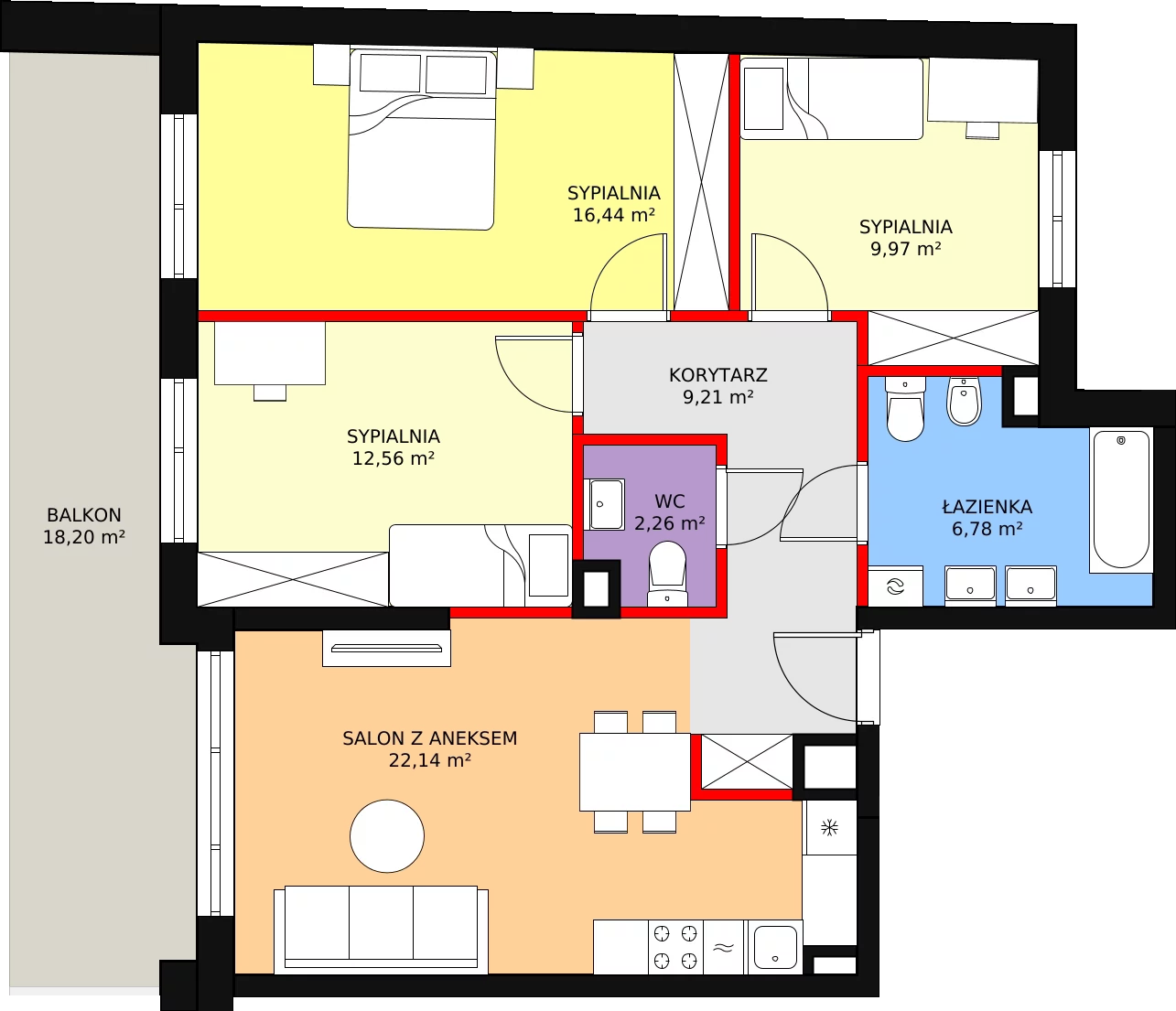 Apartament 79,48 m², piętro 1, oferta nr 9, Apartamenty Marymoncka, Warszawa, Bielany, Marymont, ul. Marymoncka 8