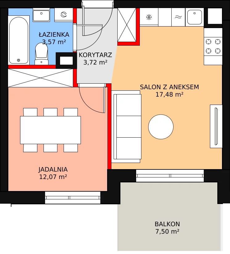 Apartament 36,72 m², piętro 2, oferta nr 12, Apartamenty Marymoncka, Warszawa, Bielany, Marymont, ul. Marymoncka 8