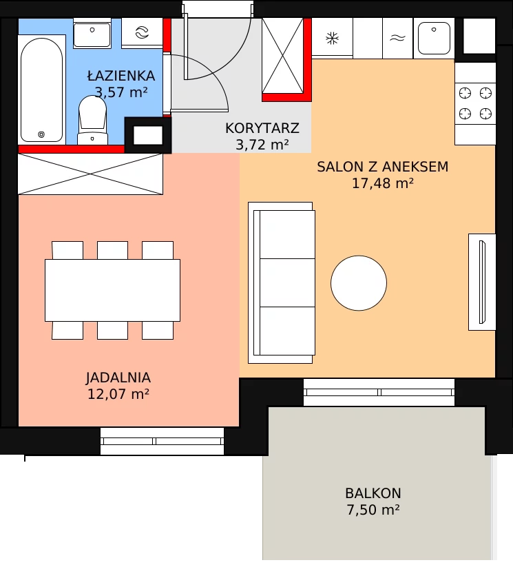 Apartament 36,99 m², piętro 3, oferta nr 17, Apartamenty Marymoncka, Warszawa, Bielany, Marymont, ul. Marymoncka 8