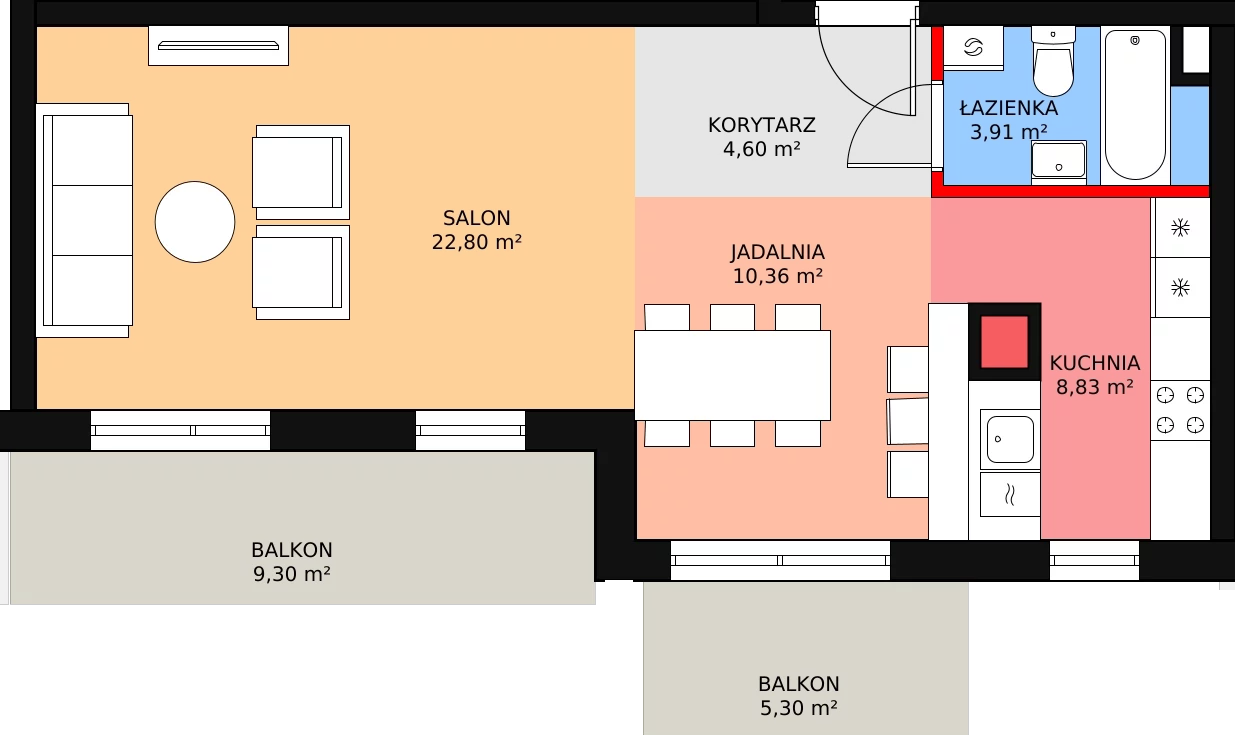 Apartament 50,33 m², piętro 1, oferta nr 36, Apartamenty Marymoncka, Warszawa, Bielany, Marymont, ul. Marymoncka 8