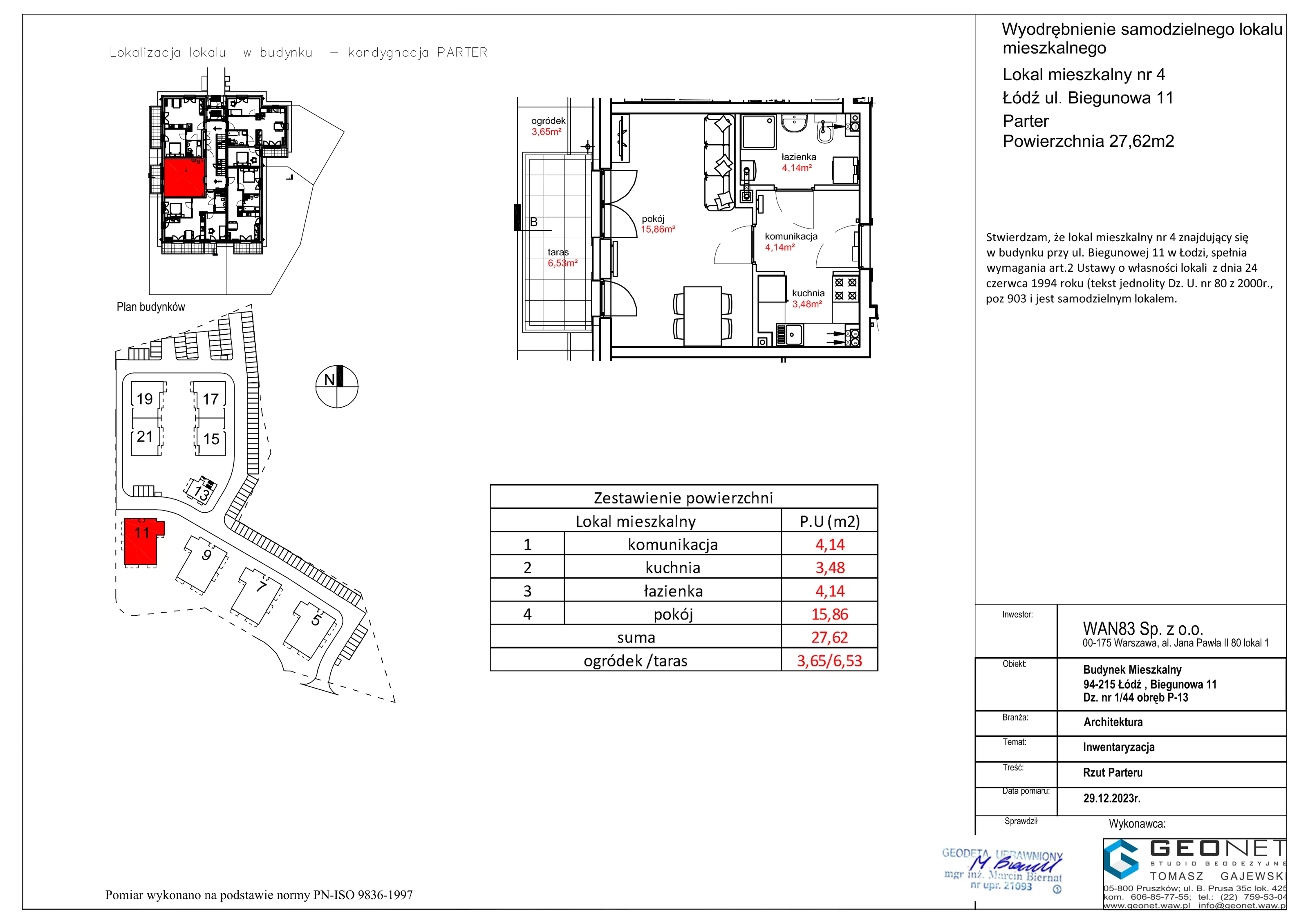 Mieszkanie 27,62 m², parter, oferta nr E50.04, Osiedle na Zdrowiu, Łódź, Polesie, Złotno, ul. Biegunowa