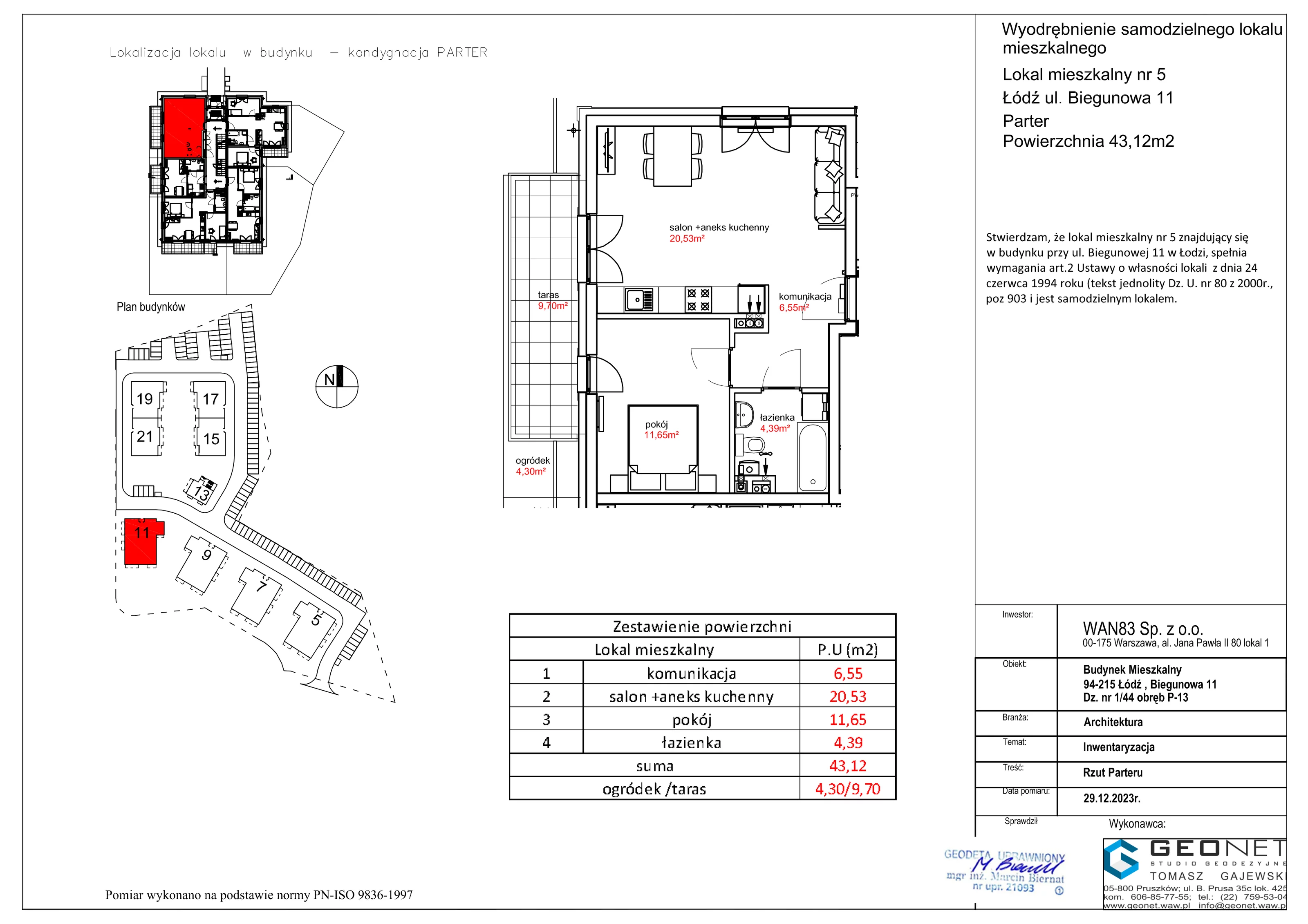 Mieszkanie 43,12 m², parter, oferta nr E50.05, Osiedle na Zdrowiu, Łódź, Polesie, Złotno, ul. Biegunowa