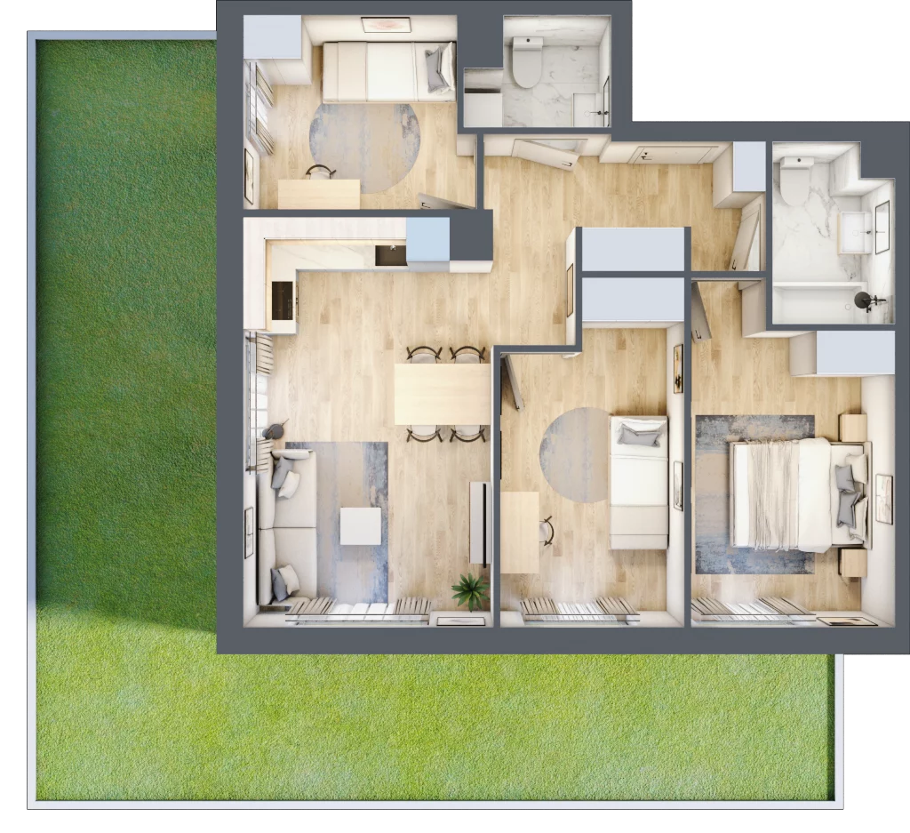 4 pokoje, mieszkanie 66,81 m², parter, oferta nr AM07, Nowa Drożdżownia - Etap II, Kraków, Bieżanów-Prokocim, ul. Drożdżowa 5