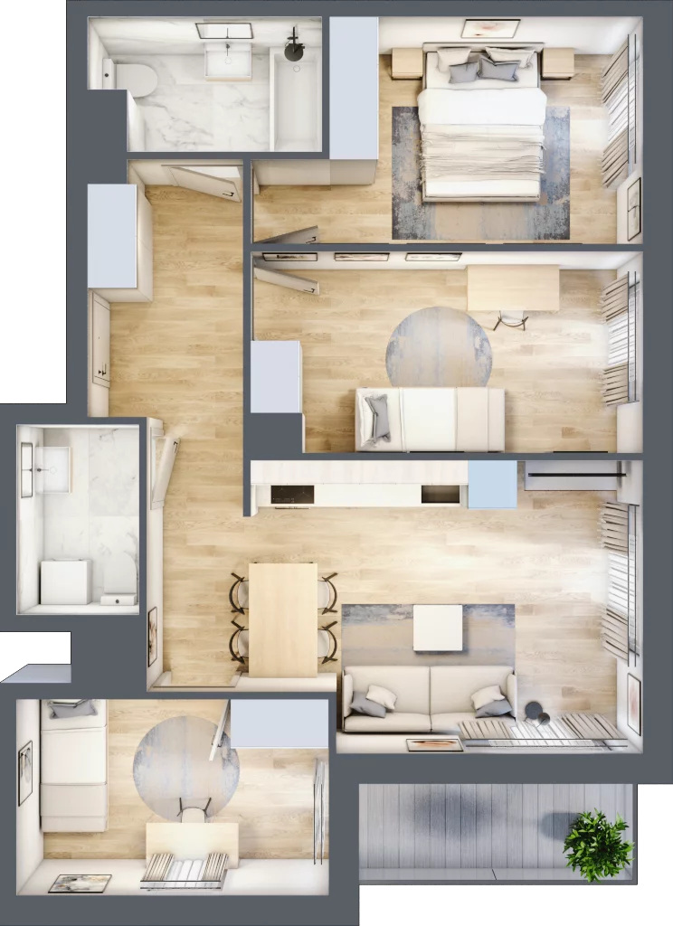4 pokoje, mieszkanie 68,00 m², piętro 1, oferta nr AM1/3, Nowa Drożdżownia - Etap II, Kraków, Bieżanów-Prokocim, ul. Drożdżowa 5