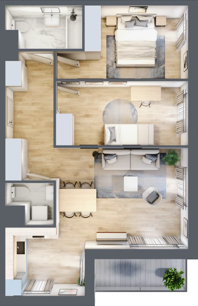 3 pokoje, mieszkanie 63,90 m², piętro 2, oferta nr AM2/3, Nowa Drożdżownia - Etap II, Kraków, Bieżanów-Prokocim, ul. Drożdżowa 5