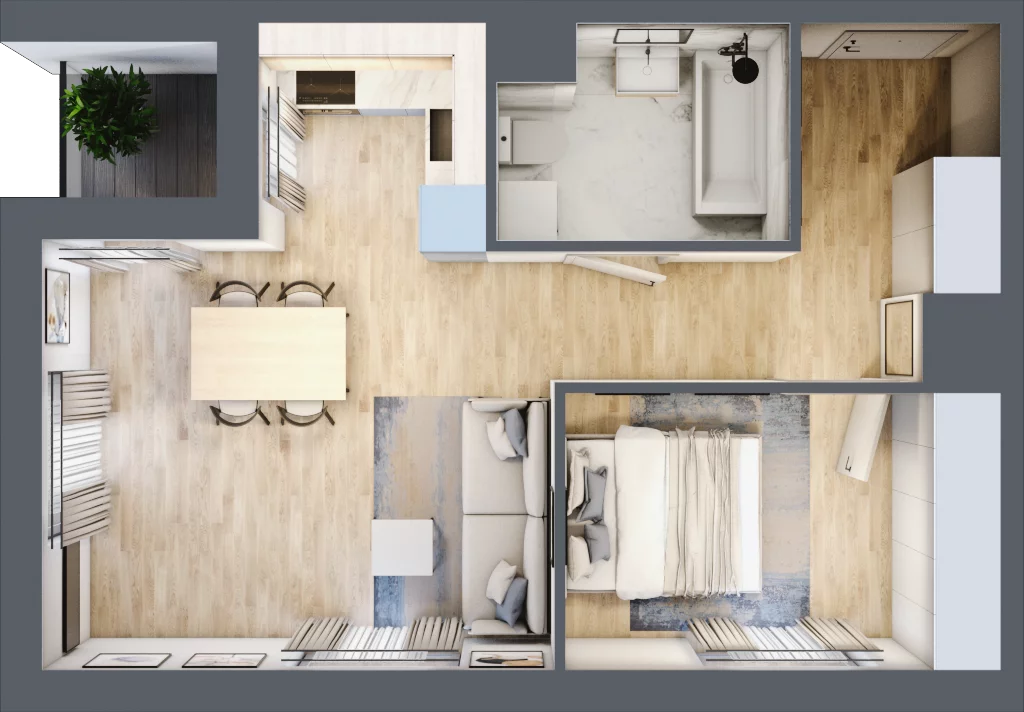 2 pokoje, mieszkanie 44,24 m², piętro 2, oferta nr AM2/4, Nowa Drożdżownia - Etap II, Kraków, Bieżanów-Prokocim, ul. Drożdżowa 5