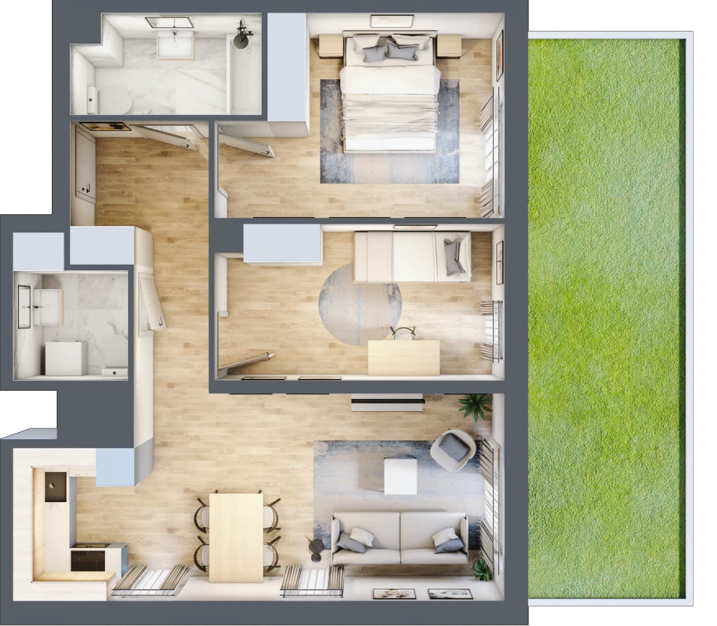 3 pokoje, mieszkanie 63,76 m², parter, oferta nr AM04, Nowa Drożdżownia - Etap II, Kraków, Bieżanów-Prokocim, ul. Drożdżowa 5