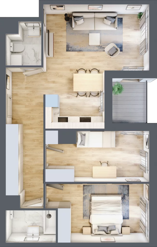 3 pokoje, mieszkanie 67,05 m², piętro 2, oferta nr AM2/2, Nowa Drożdżownia - Etap II, Kraków, Bieżanów-Prokocim, ul. Drożdżowa 5