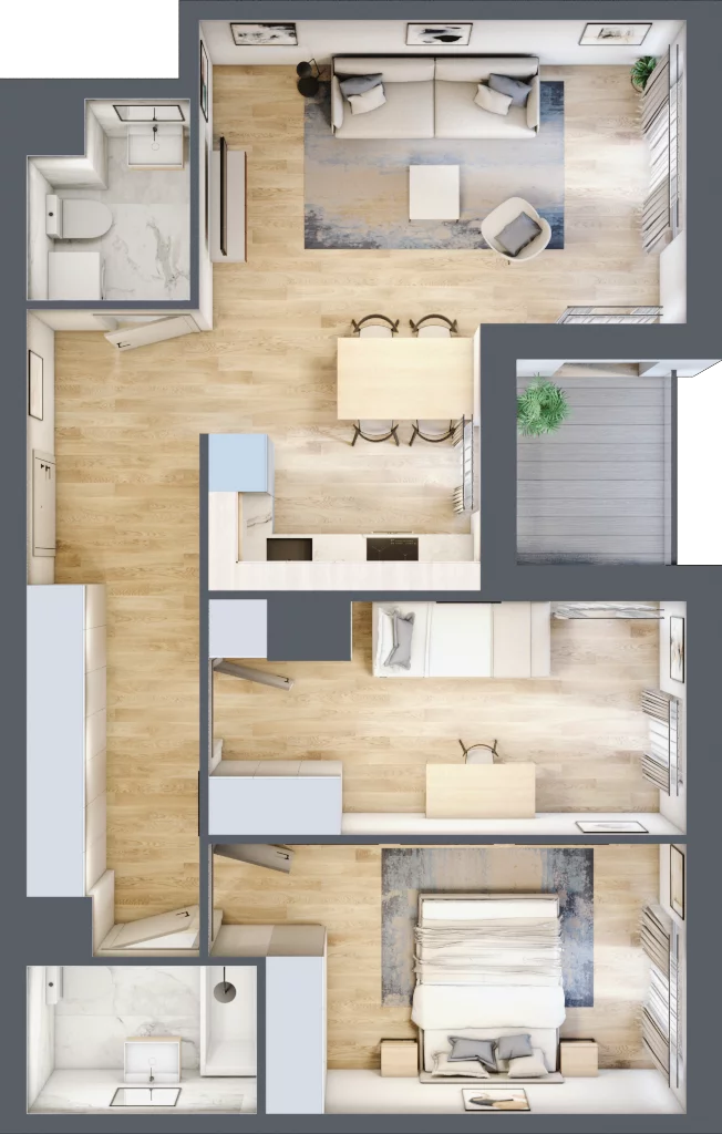 3 pokoje, mieszkanie 67,06 m², piętro 1, oferta nr AM1/2, Nowa Drożdżownia - Etap II, Kraków, Bieżanów-Prokocim, ul. Drożdżowa 5