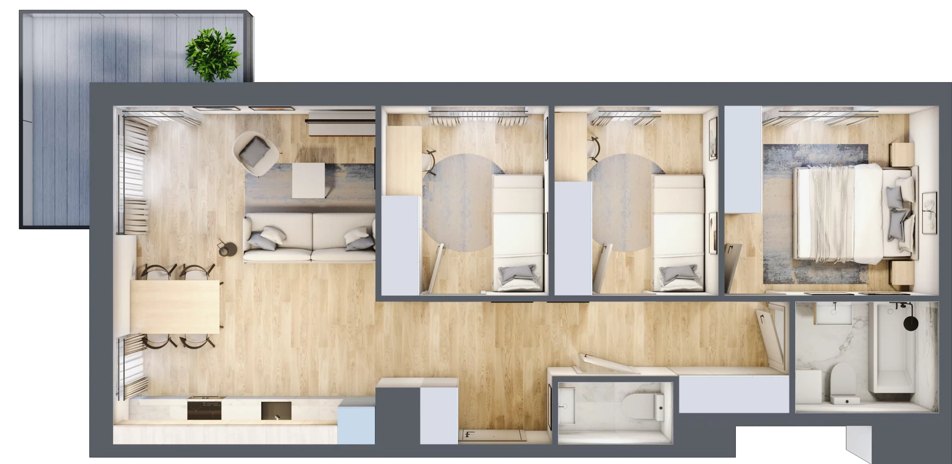 4 pokoje, mieszkanie 67,03 m², piętro 1, oferta nr AM1/7, Nowa Drożdżownia - Etap II, Kraków, Bieżanów-Prokocim, ul. Drożdżowa 5