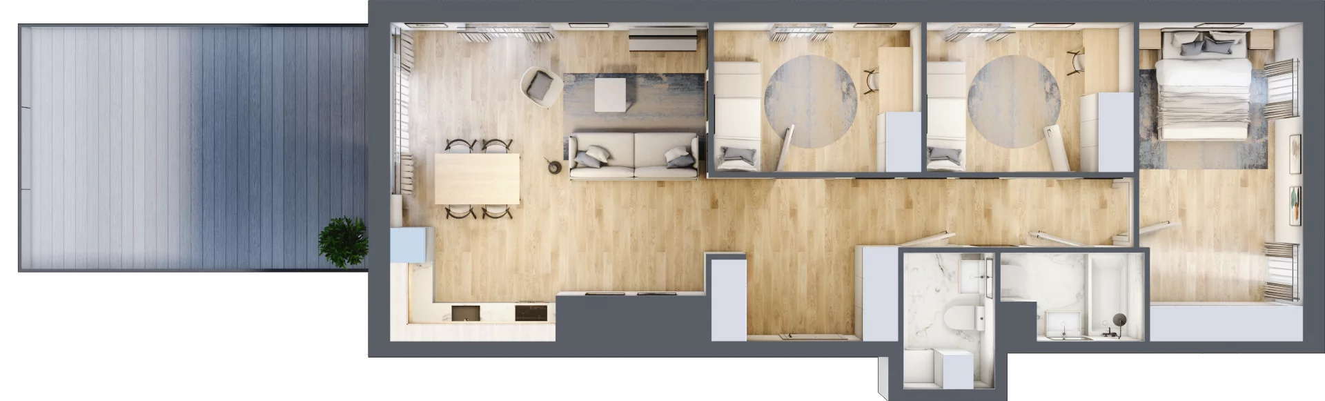 4 pokoje, mieszkanie 82,53 m², piętro 2, oferta nr AM2/1, Nowa Drożdżownia - Etap II, Kraków, Bieżanów-Prokocim, ul. Drożdżowa 5