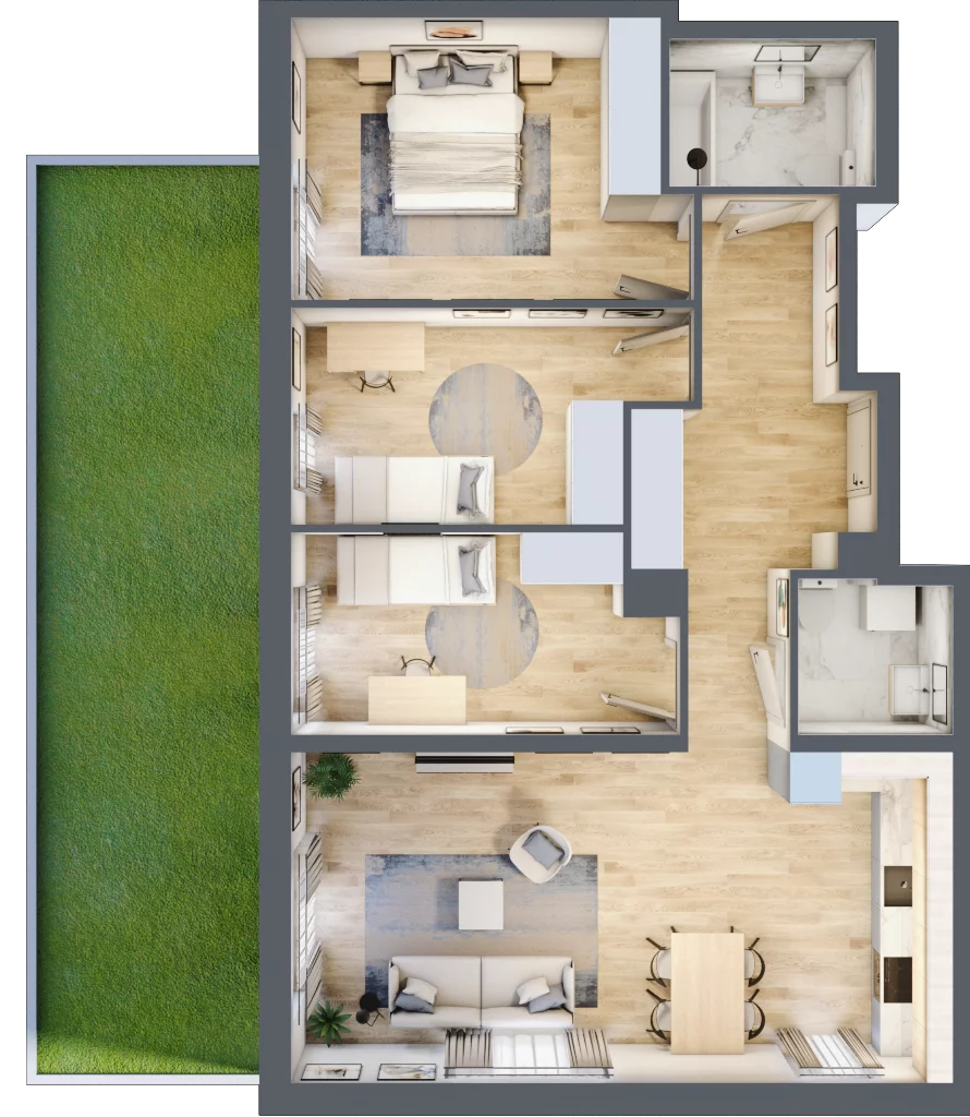 4 pokoje, mieszkanie 84,95 m², parter, oferta nr AM05, Nowa Drożdżownia - Etap II, Kraków, Bieżanów-Prokocim, ul. Drożdżowa 5