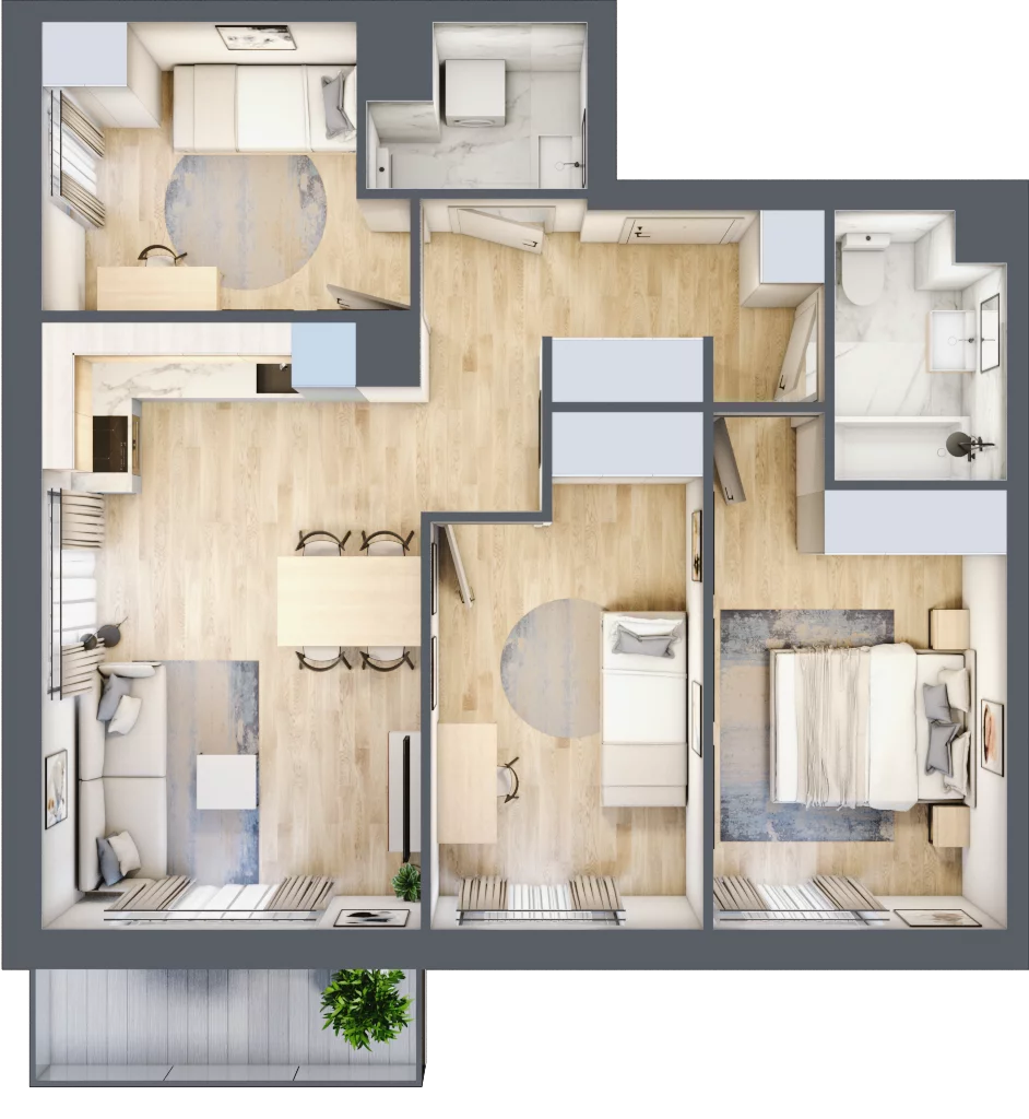4 pokoje, mieszkanie 66,87 m², piętro 1, oferta nr BM1/5, Nowa Drożdżownia - Etap II, Kraków, Bieżanów-Prokocim, ul. Drożdżowa 5