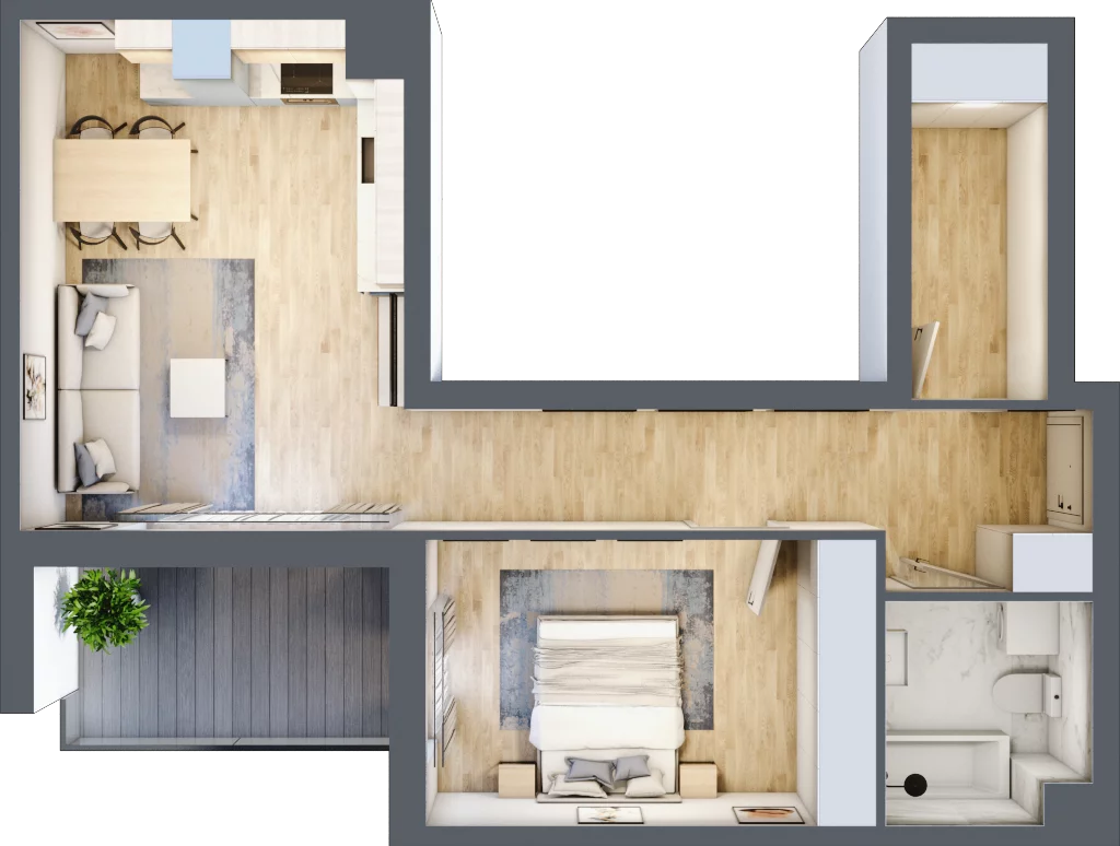 2 pokoje, mieszkanie 54,06 m², piętro 1, oferta nr BM1/4, Nowa Drożdżownia - Etap II, Kraków, Bieżanów-Prokocim, ul. Drożdżowa 5