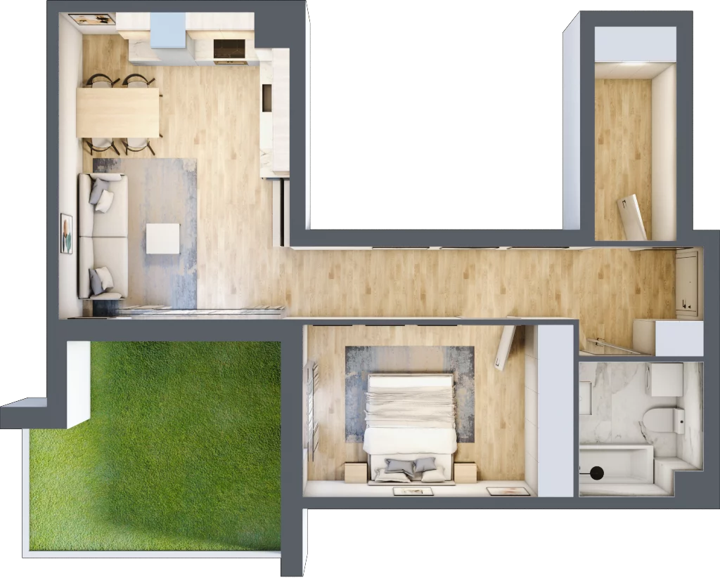 2 pokoje, mieszkanie 54,06 m², parter, oferta nr BM0/5, Nowa Drożdżownia - Etap II, Kraków, Bieżanów-Prokocim, ul. Drożdżowa 5