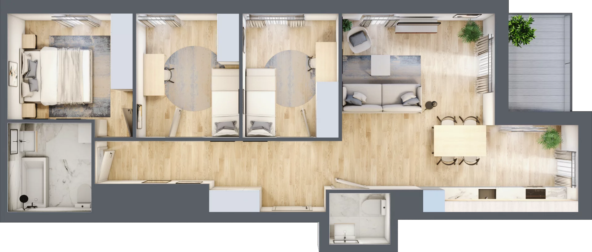 4 pokoje, mieszkanie 75,35 m², piętro 1, oferta nr BM1/1, Nowa Drożdżownia - Etap II, Kraków, Bieżanów-Prokocim, ul. Drożdżowa 5
