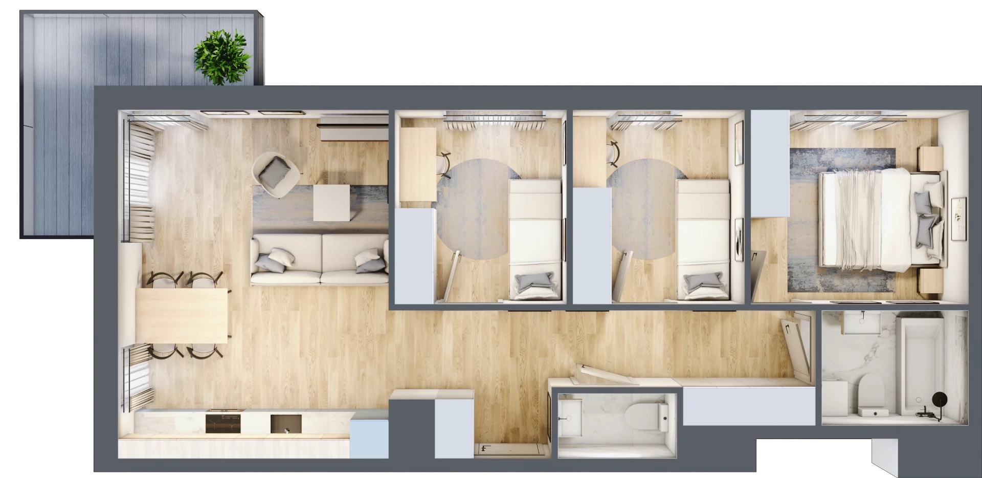 4 pokoje, mieszkanie 66,98 m², piętro 1, oferta nr BM1/6, Nowa Drożdżownia - Etap II, Kraków, Bieżanów-Prokocim, ul. Drożdżowa 5