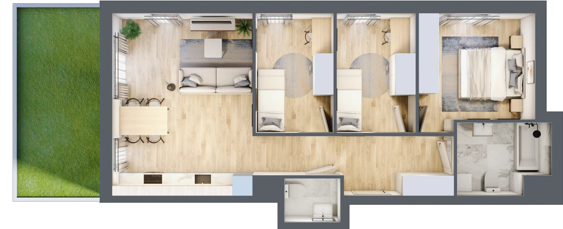 4 pokoje, mieszkanie 68,85 m², parter, oferta nr CM0/1, Nowa Drożdżownia - Etap II, Kraków, Bieżanów-Prokocim, ul. Drożdżowa 5