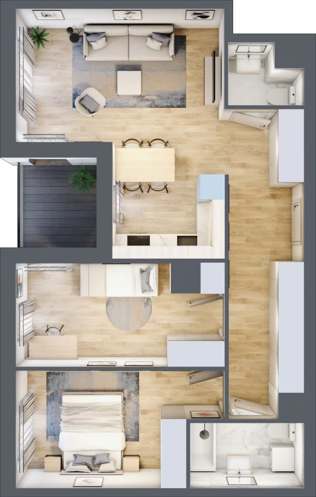 3 pokoje, mieszkanie 66,54 m², piętro 2, oferta nr CM2/5, Nowa Drożdżownia - Etap II, Kraków, Bieżanów-Prokocim, ul. Drożdżowa 5