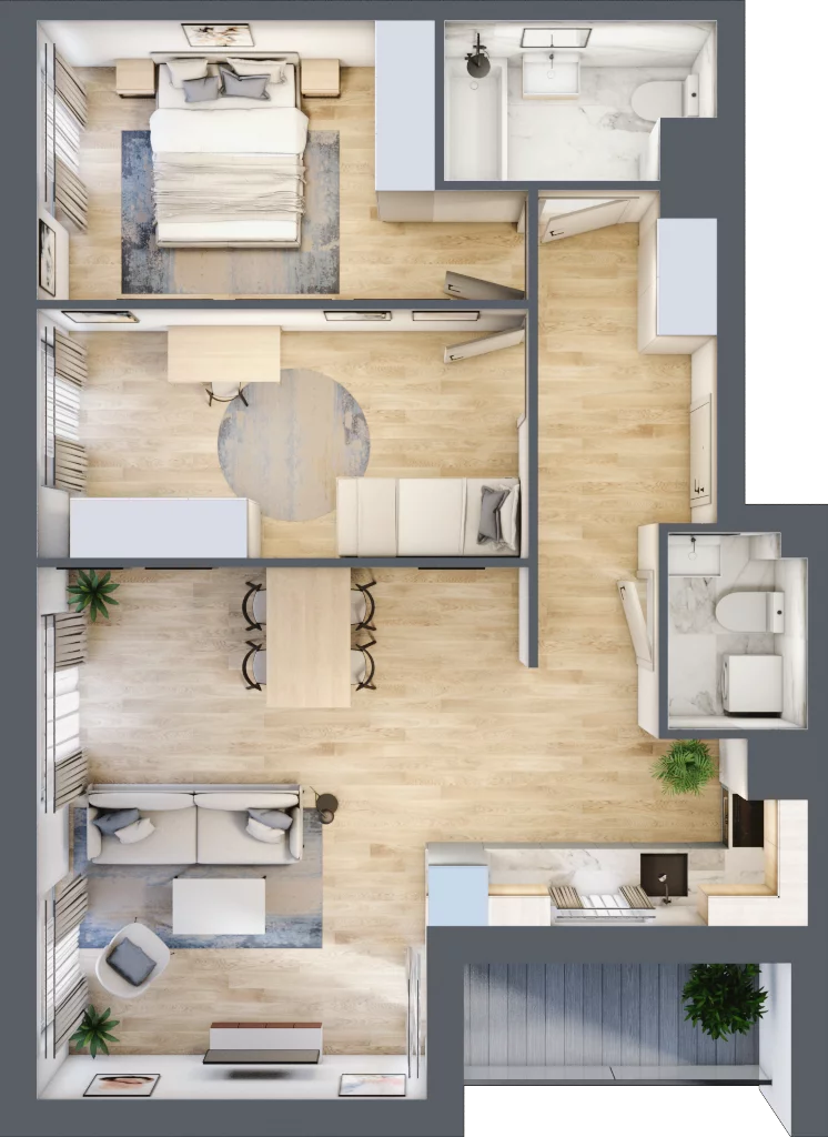 3 pokoje, mieszkanie 69,97 m², piętro 1, oferta nr CM1/4, Nowa Drożdżownia - Etap II, Kraków, Bieżanów-Prokocim, ul. Drożdżowa 5