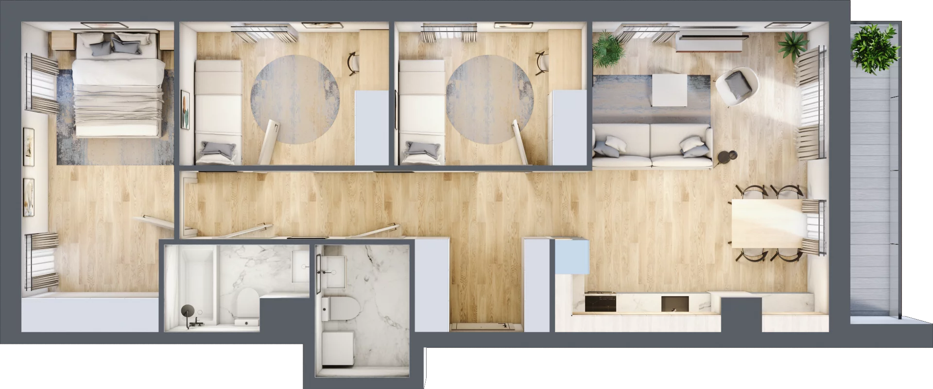 4 pokoje, mieszkanie 76,09 m², piętro 2, oferta nr CM2/1, Nowa Drożdżownia - Etap II, Kraków, Bieżanów-Prokocim, ul. Drożdżowa 5