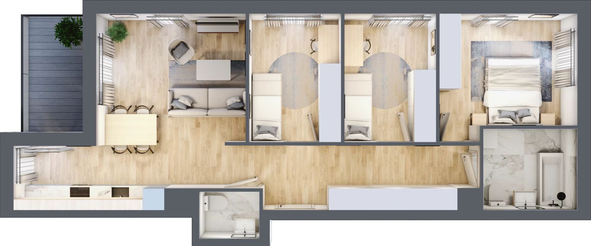 4 pokoje, mieszkanie 75,74 m², piętro 1, oferta nr CM1/1, Nowa Drożdżownia - Etap II, Kraków, Bieżanów-Prokocim, ul. Drożdżowa 5