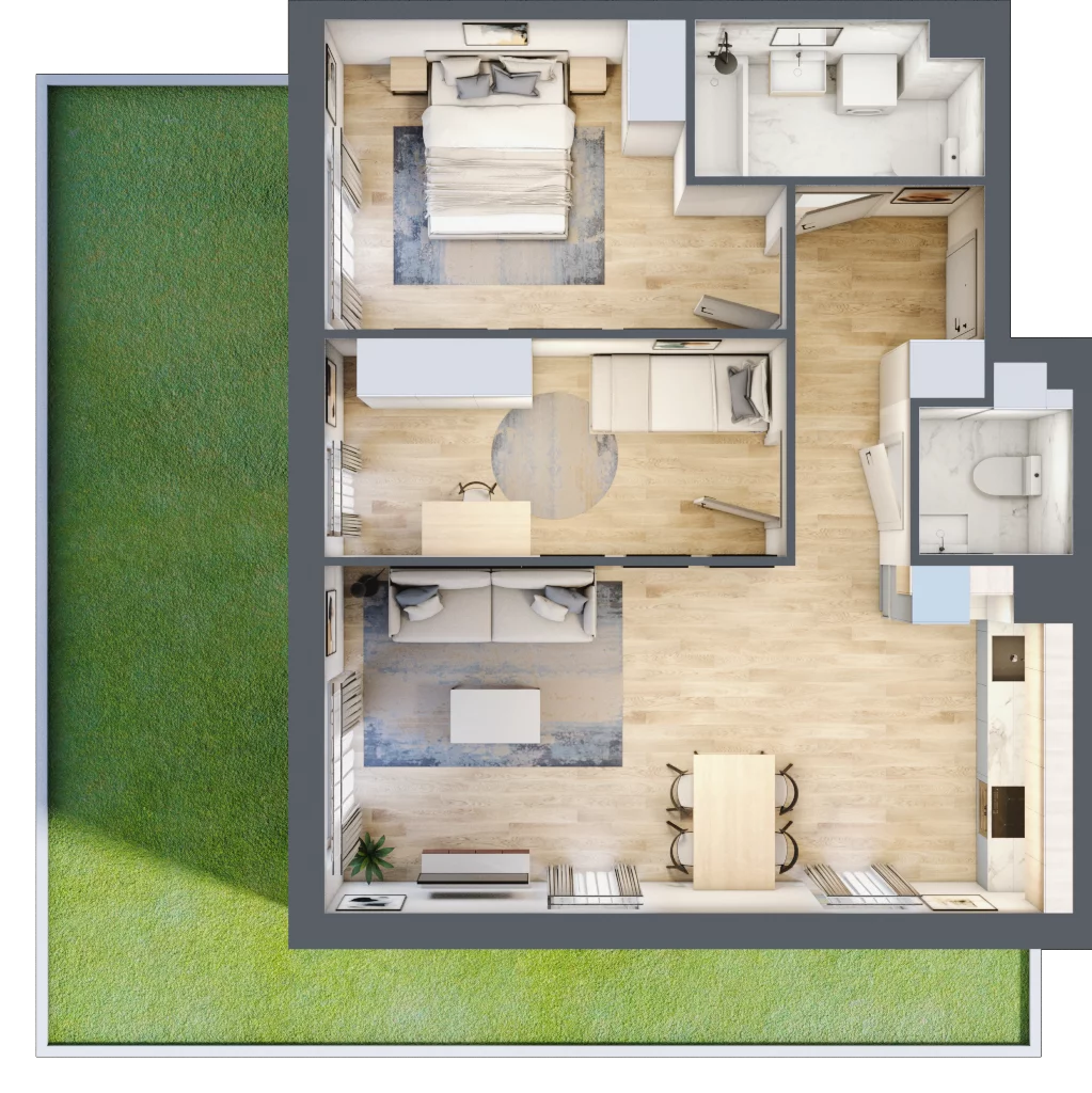 3 pokoje, mieszkanie 66,17 m², parter, oferta nr CM0/4, Nowa Drożdżownia - Etap II, Kraków, Bieżanów-Prokocim, ul. Drożdżowa 5