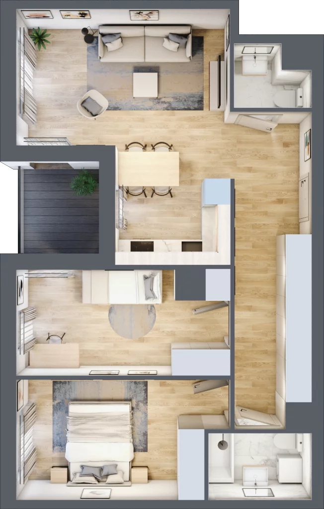 3 pokoje, mieszkanie 66,57 m², piętro 1, oferta nr CM1/5, Nowa Drożdżownia - Etap II, Kraków, Bieżanów-Prokocim, ul. Drożdżowa 5