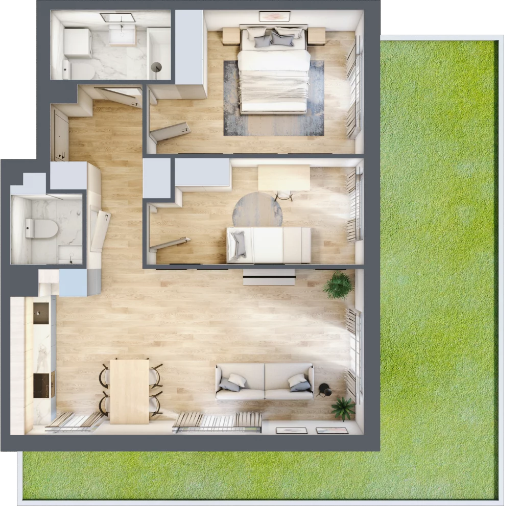 3 pokoje, mieszkanie 65,75 m², parter, oferta nr CM0/3, Nowa Drożdżownia - Etap II, Kraków, Bieżanów-Prokocim, ul. Drożdżowa 5
