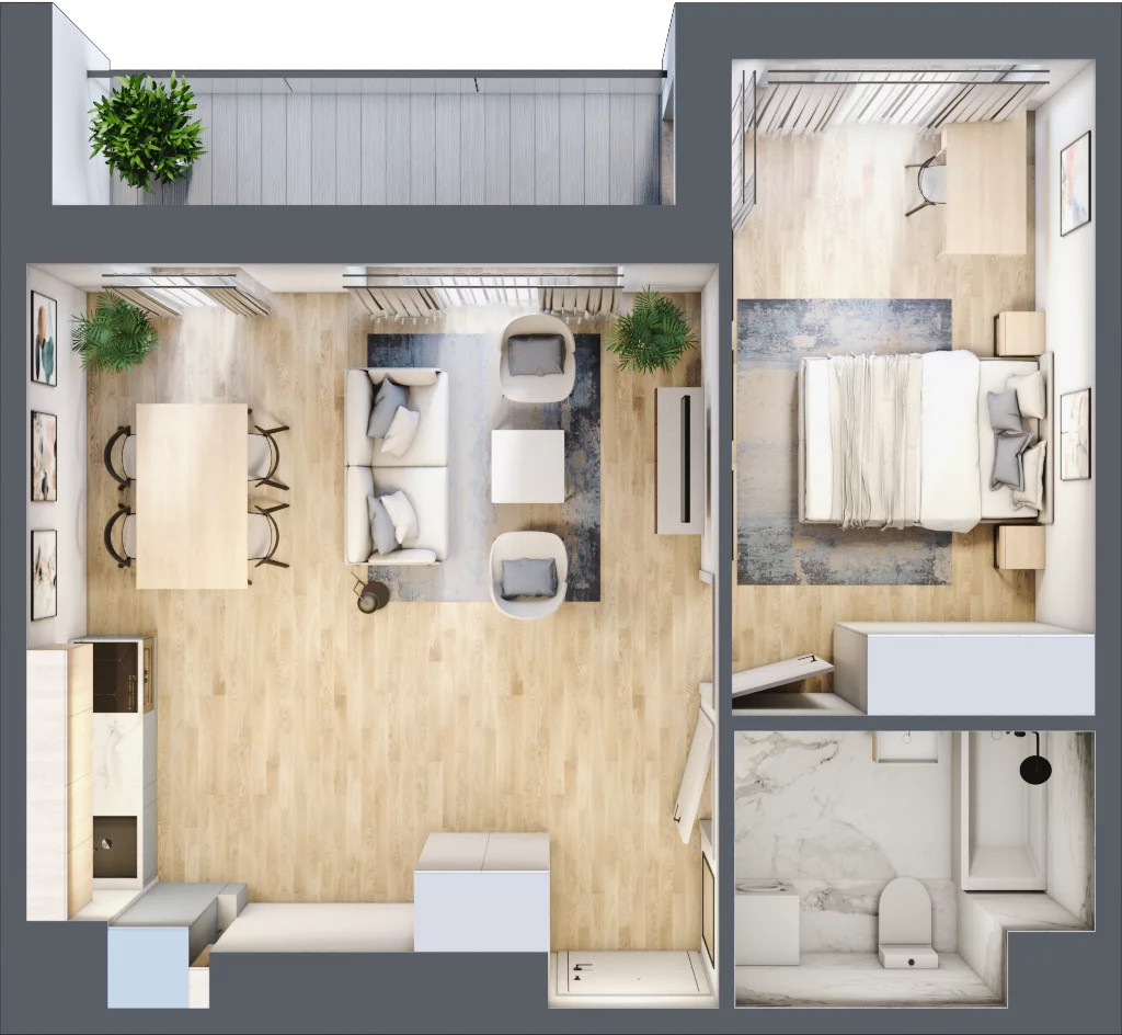 2 pokoje, apartament 45,82 m², piętro 7, oferta nr 821A, Krowodrza Park, Kraków, Krowodrza, Łobzów, al. Kijowska