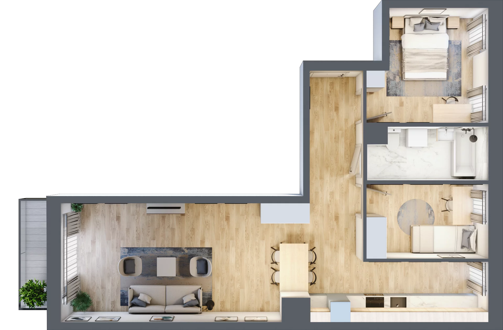 3 pokoje, apartament 68,19 m², piętro 1, oferta nr 222A, Krowodrza Park, Kraków, Krowodrza, Łobzów, al. Kijowska