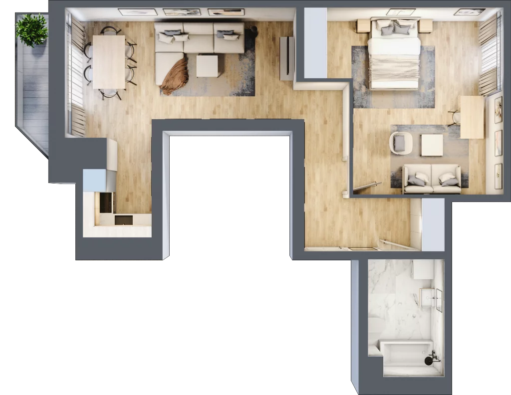 2 pokoje, apartament 61,46 m², piętro 7, oferta nr 813A, Krowodrza Park, Kraków, Krowodrza, Łobzów, al. Kijowska