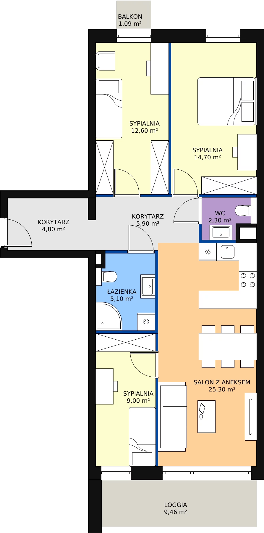 Zalety mieszkania 79.7 m², A01