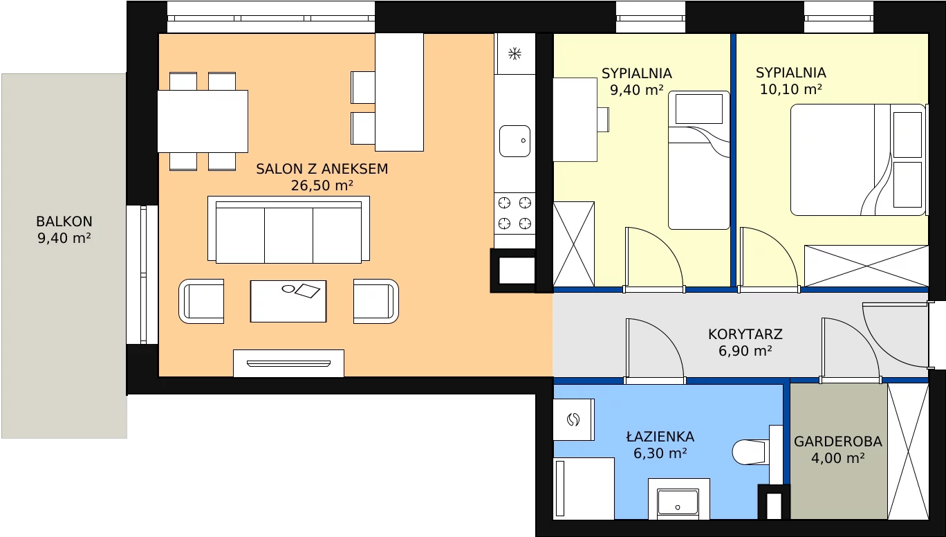 Zalety mieszkania 63.2 m², A05