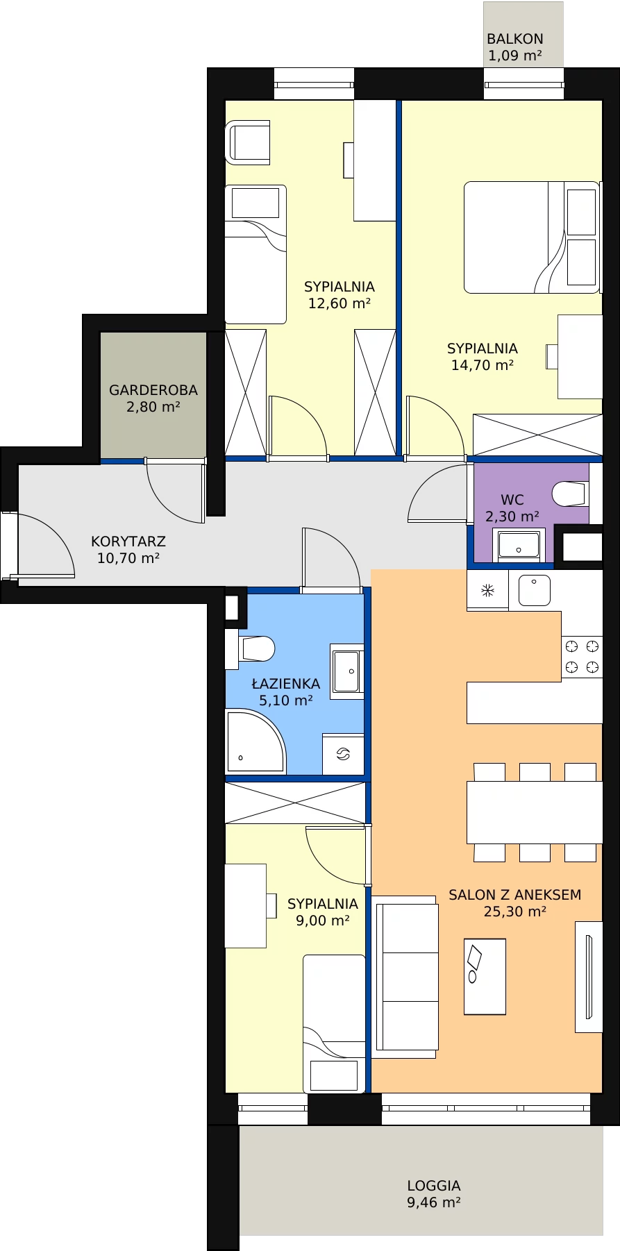 Zalety mieszkania 82.5 m², A06