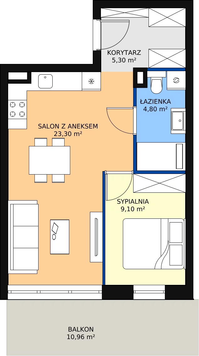 Zalety mieszkania 42.5 m², A07