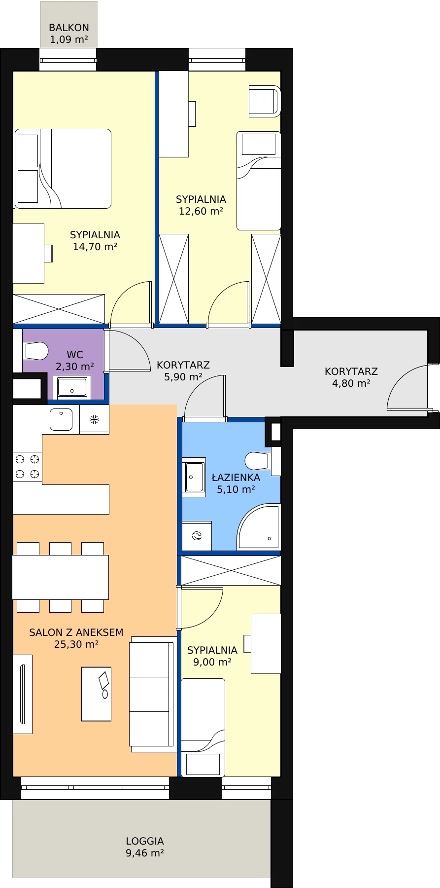 Zalety mieszkania 79.7 m², B01