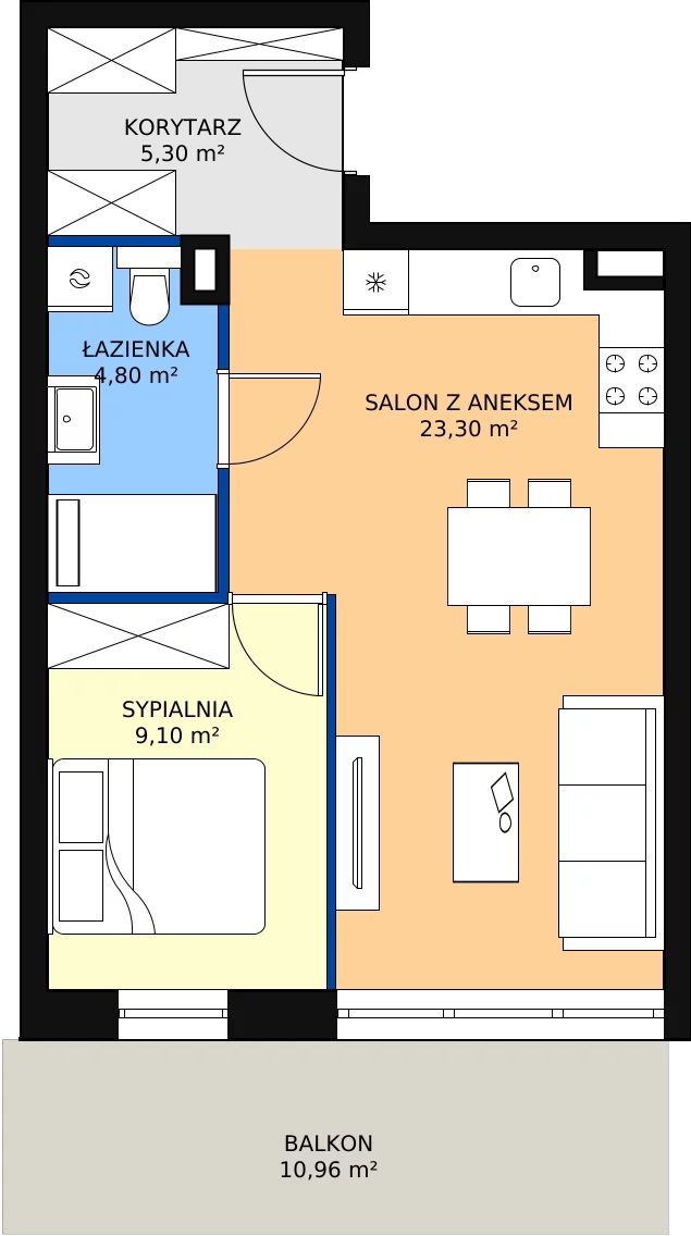 Zalety mieszkania 42.5 m², B07